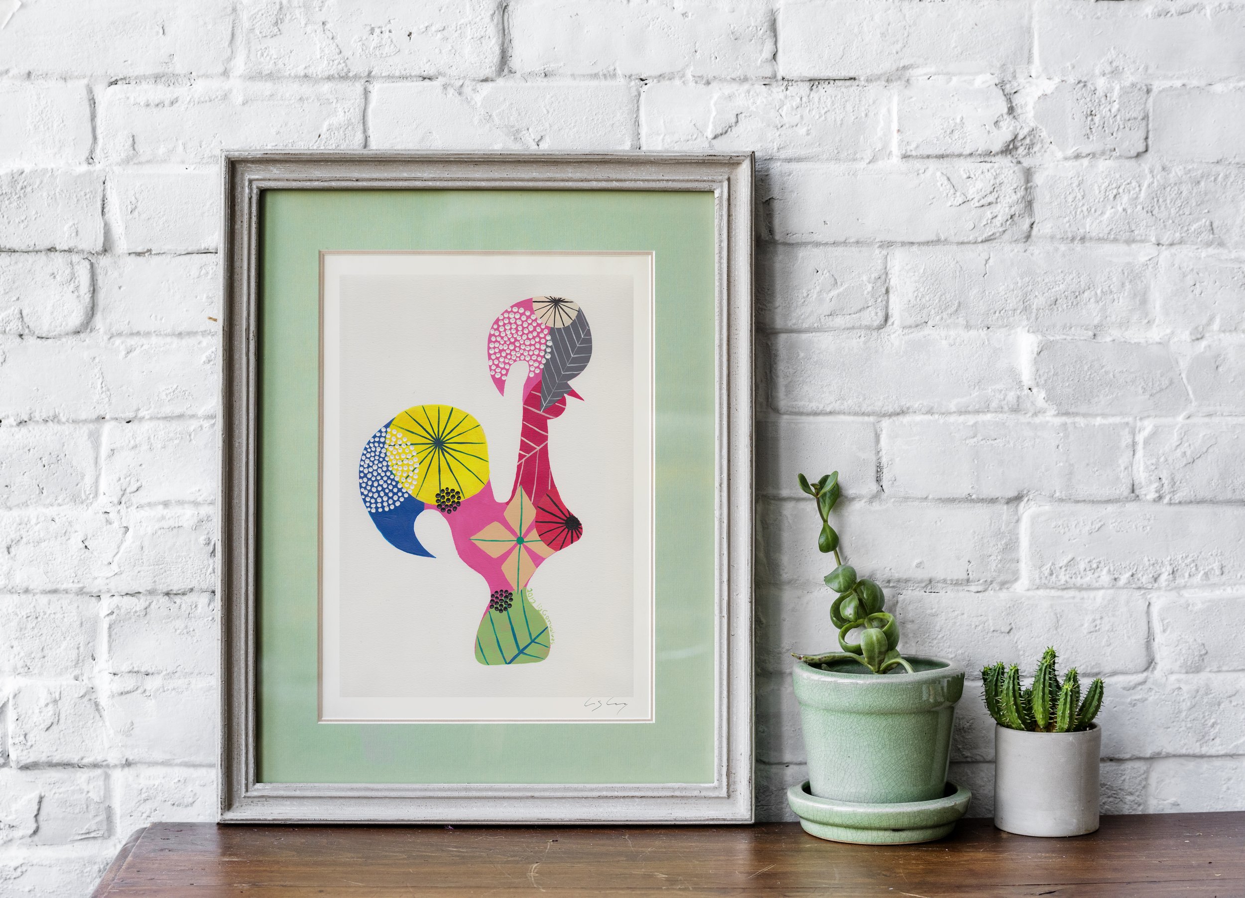 Portuguese Rooster (Pink) - Fine art print by Lis Gonçalves. A modern and colourful take on a famous Portuguese icon.