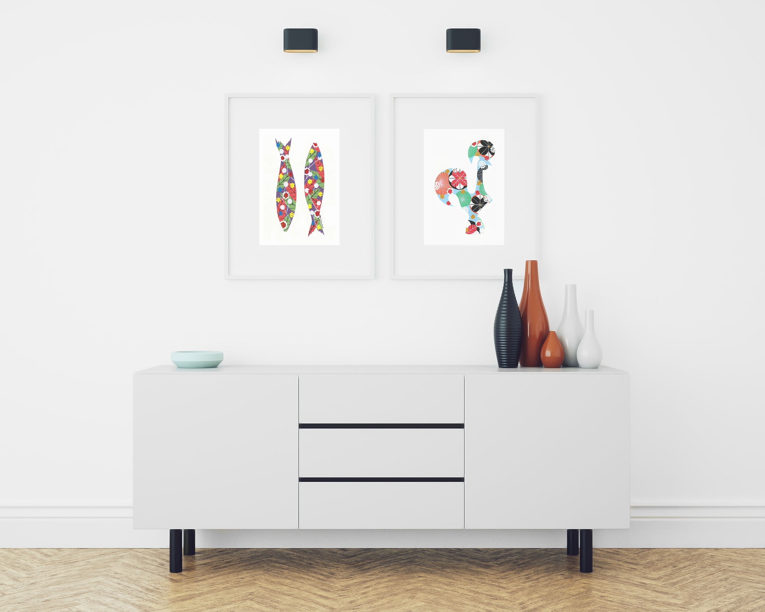 Sardines (Purple #2) - Fine art print by Lis Gonçalves. A modern and colourful take on a famous Portuguese icon.