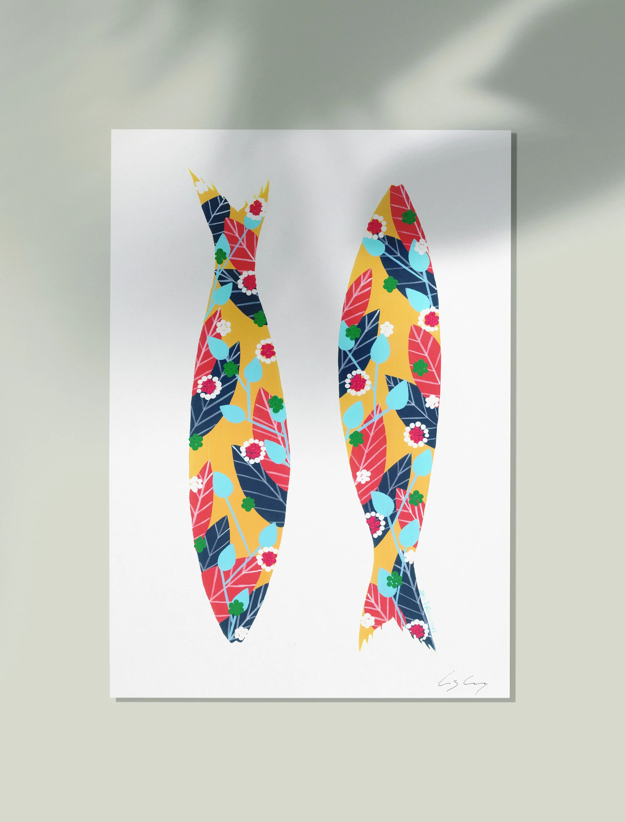 Sardines (Yellow) - Fine art print by Lis Gonçalves. A modern and colourful take on a famous Portuguese icon.