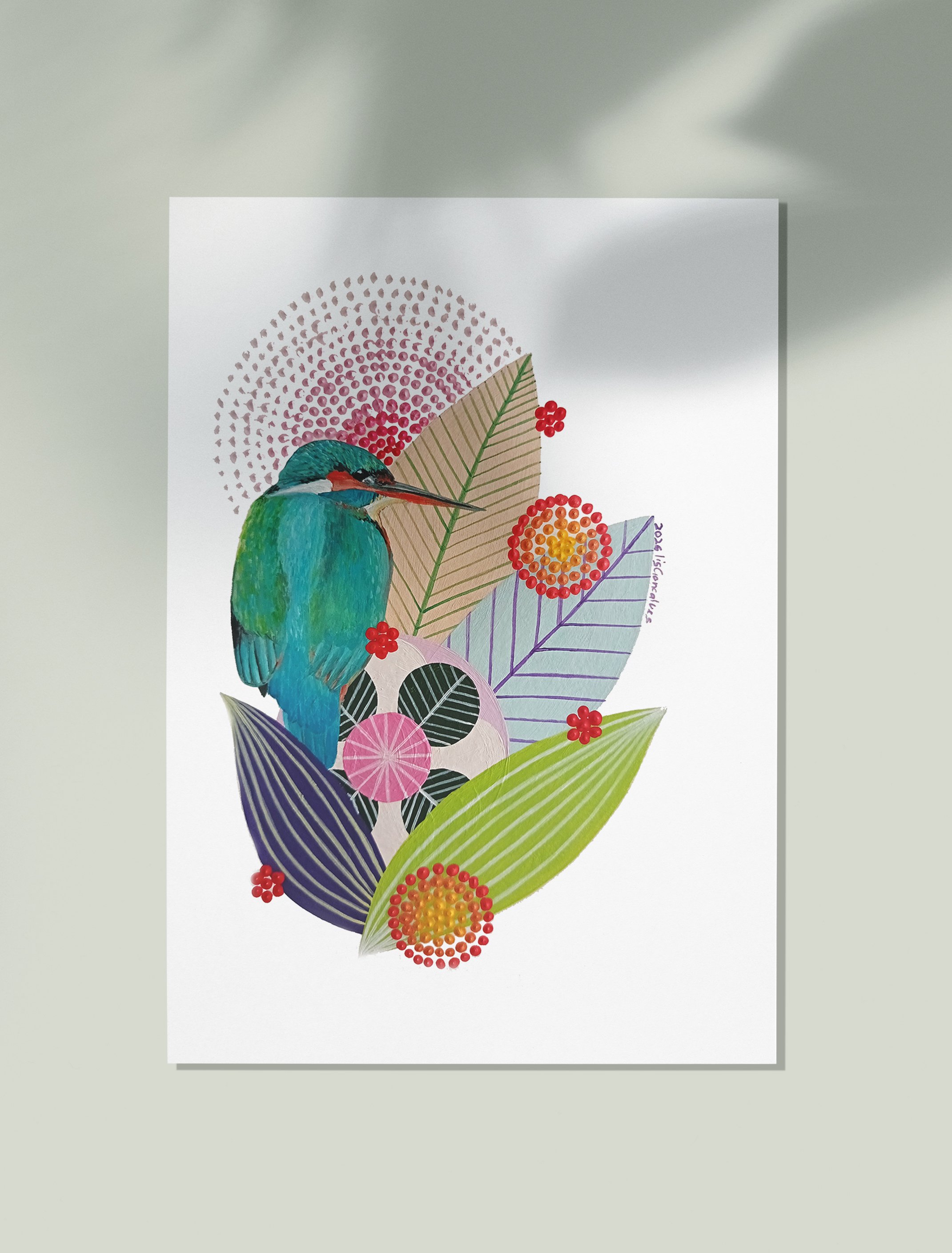 Guarda-rios - Kingfisher - original artwork in acrylic