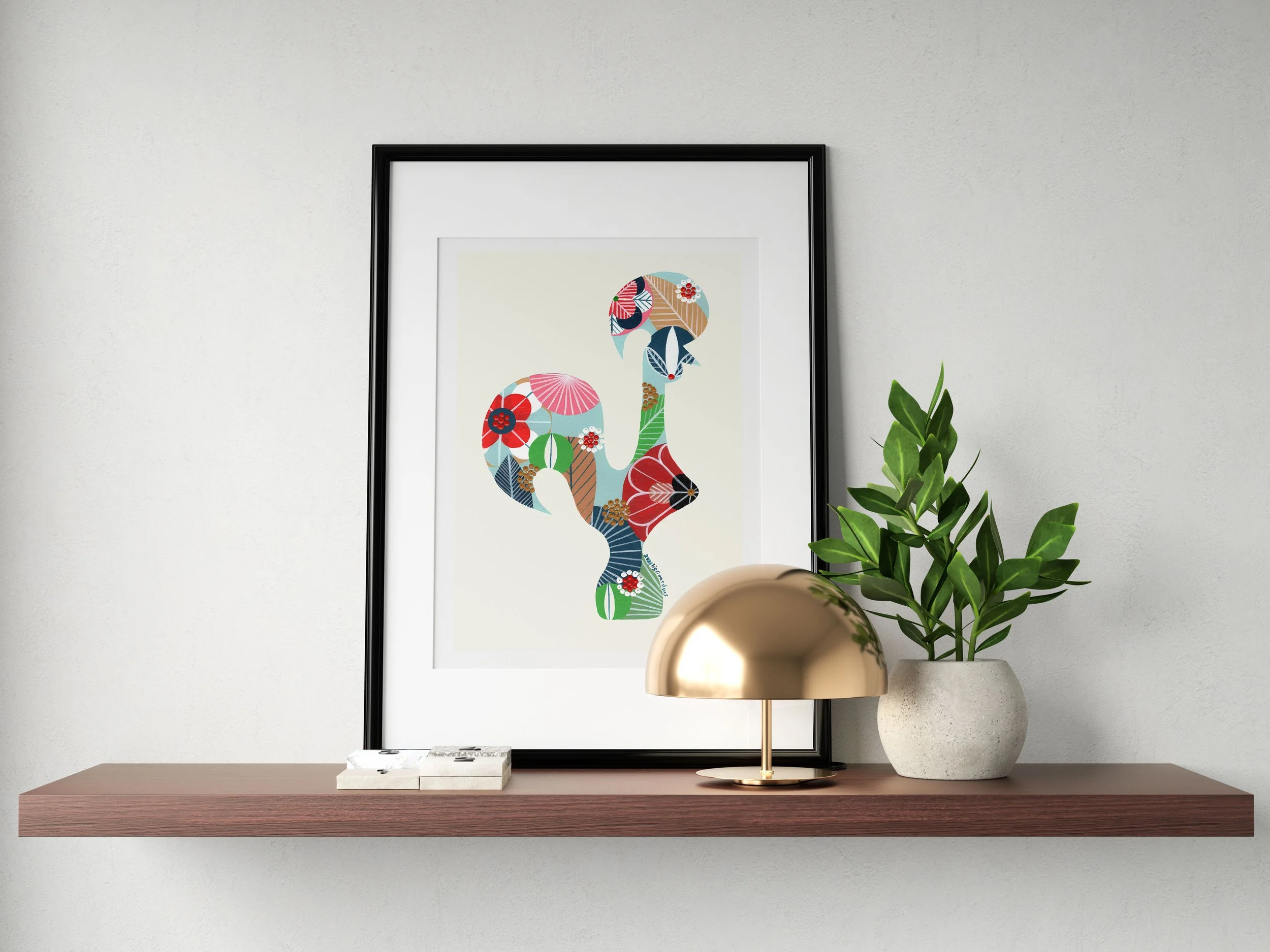 Portuguese Rooster (Light Blue) - Fine art print by Lis Gonçalves. A modern and colourful take on a famous Portuguese icon.