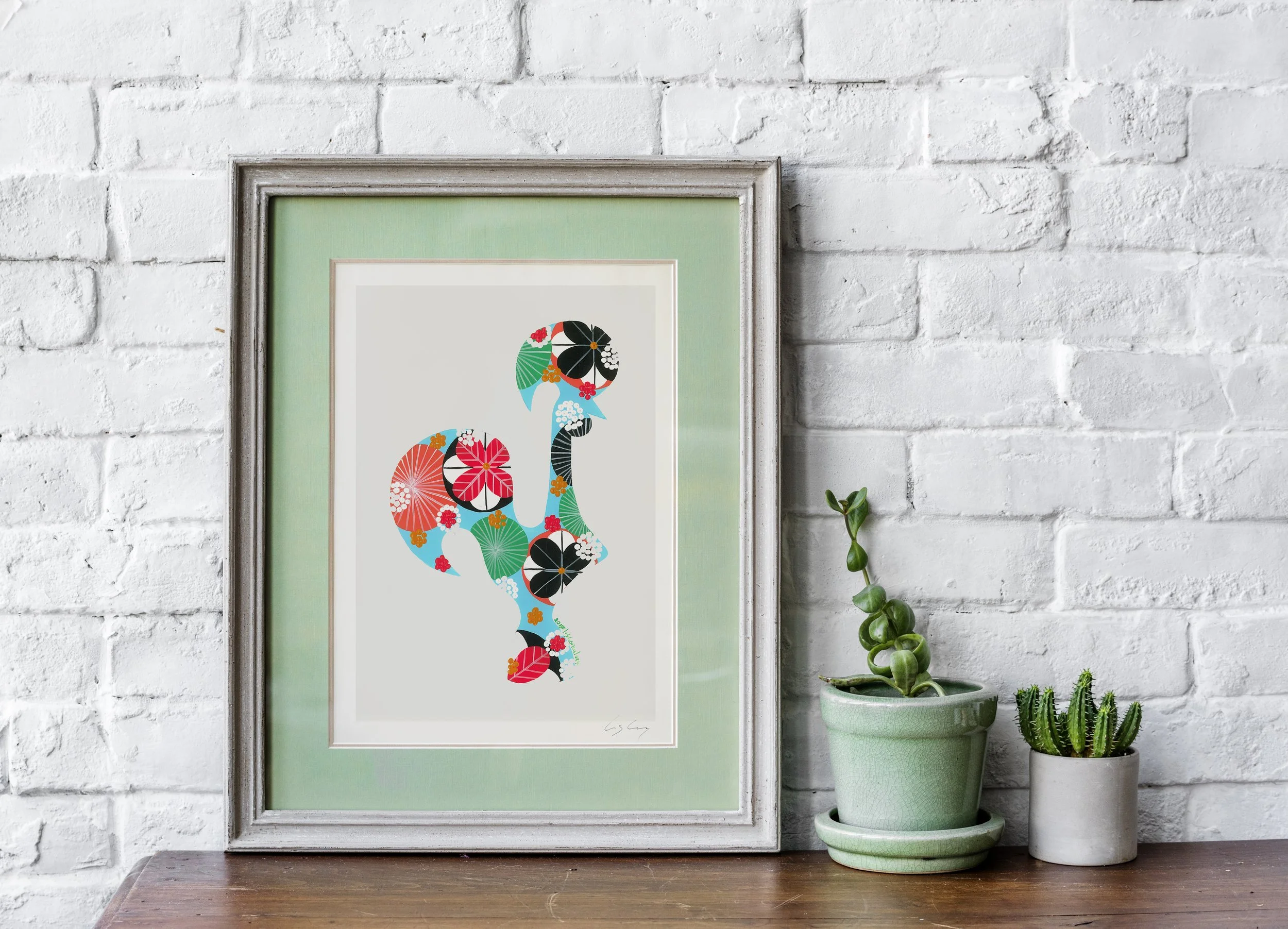 Portuguese Rooster (Light Blue #2) - Fine art print by Lis Gonçalves. A modern and colourful take on a famous Portuguese icon.