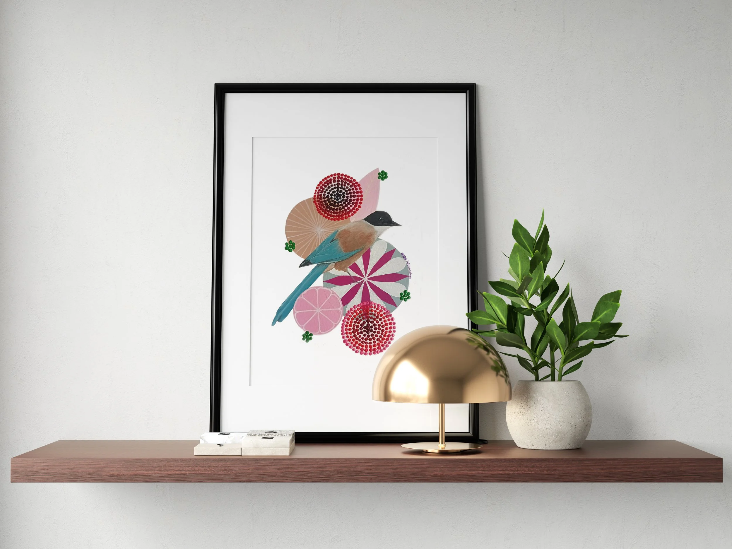 pega azul-magpie-original artwork in acrylic