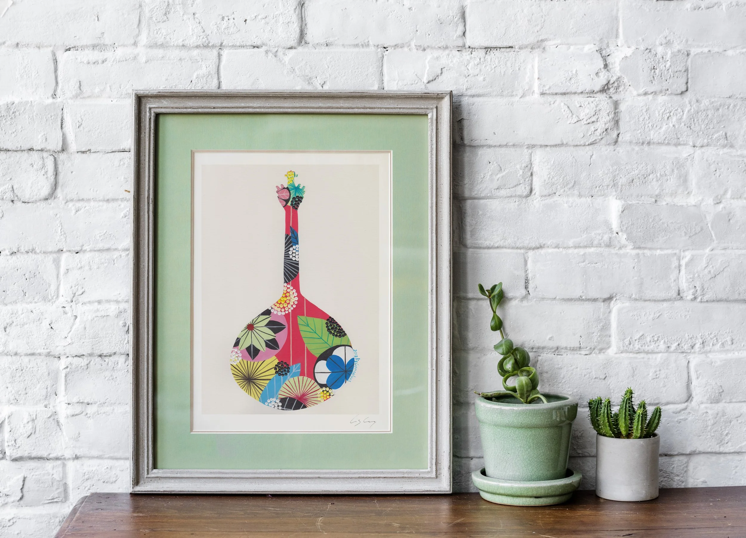 Portuguese Guitar (Pink) - Fine art print by Lis Gonçalves. A modern and colourful take on a famous Portuguese icon.