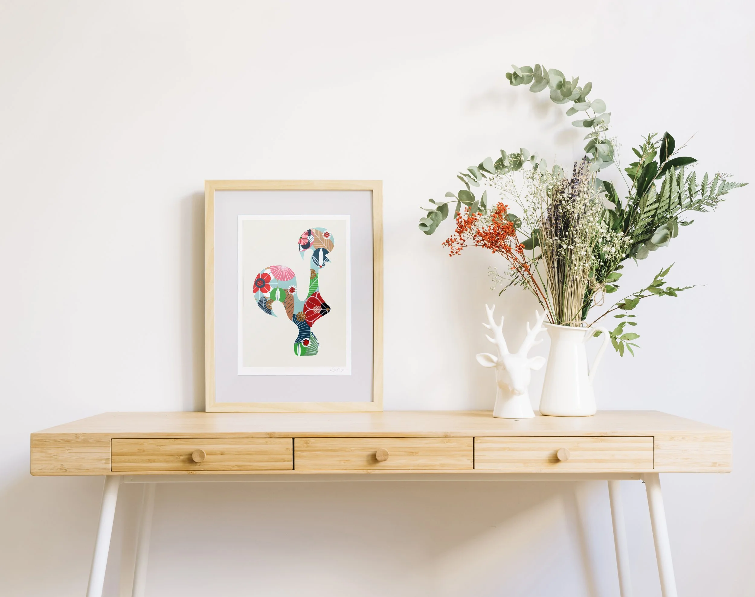 Portuguese Rooster (Light Blue #1) - Fine art print by Lis Gonçalves. A modern and colourful take on a famous Portuguese icon.