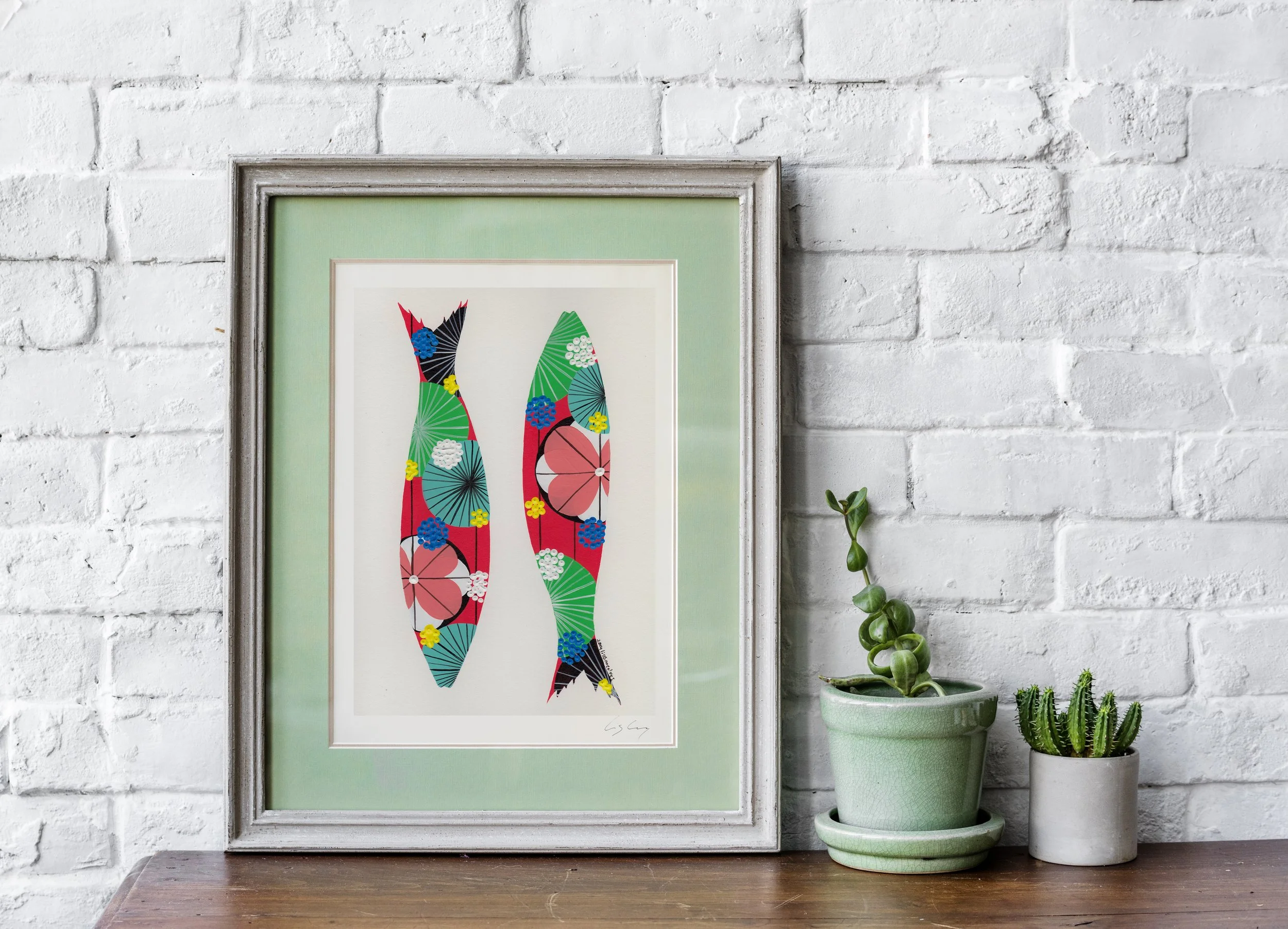 Sardines (Cerise #2) - Fine art print by Lis Gonçalves. A modern and colourful take on a famous Portuguese icon.