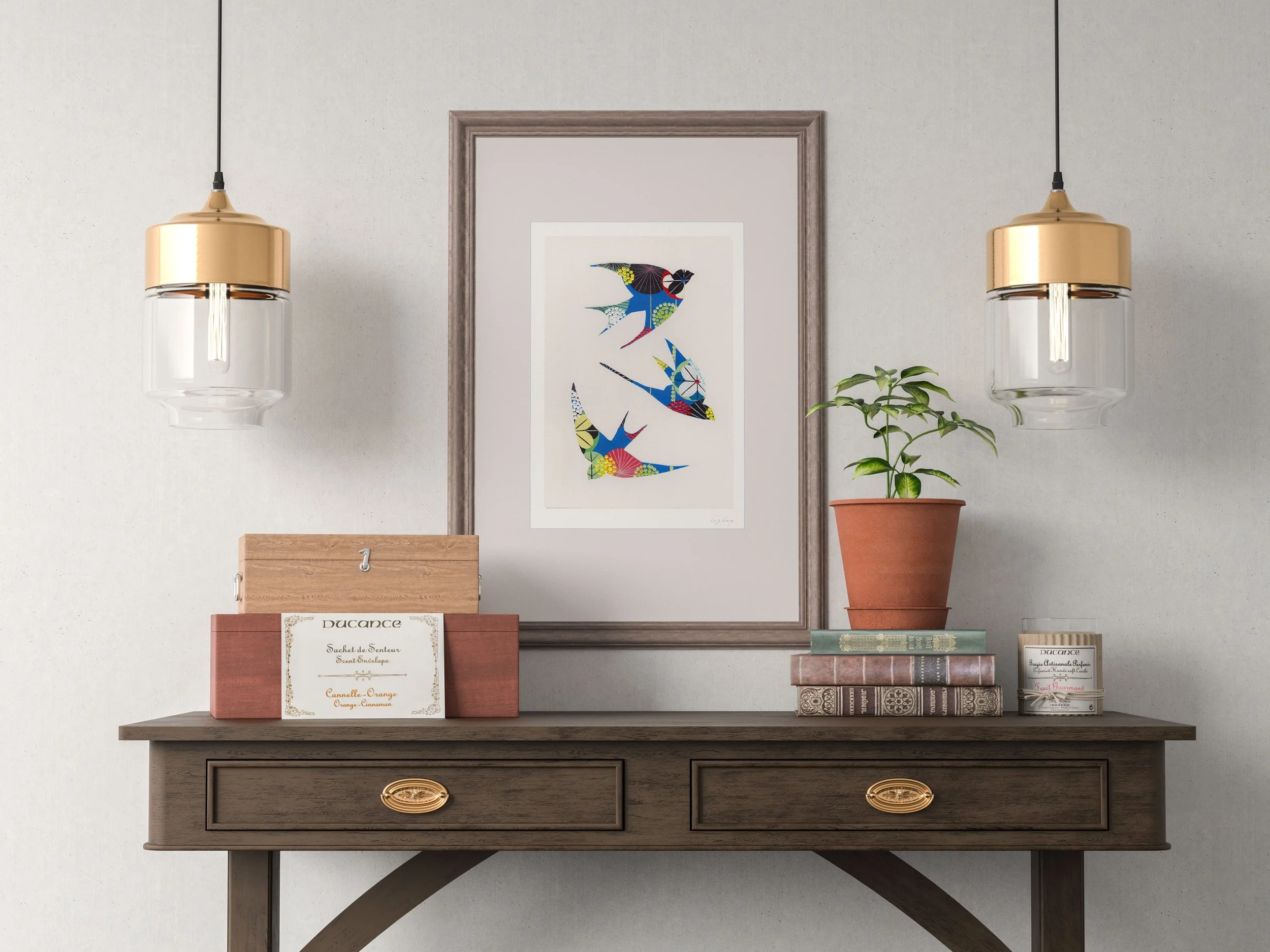 Swallows (Blue #2) - Fine art print by Lis Gonçalves. A modern and colourful take on a famous Portuguese icon.