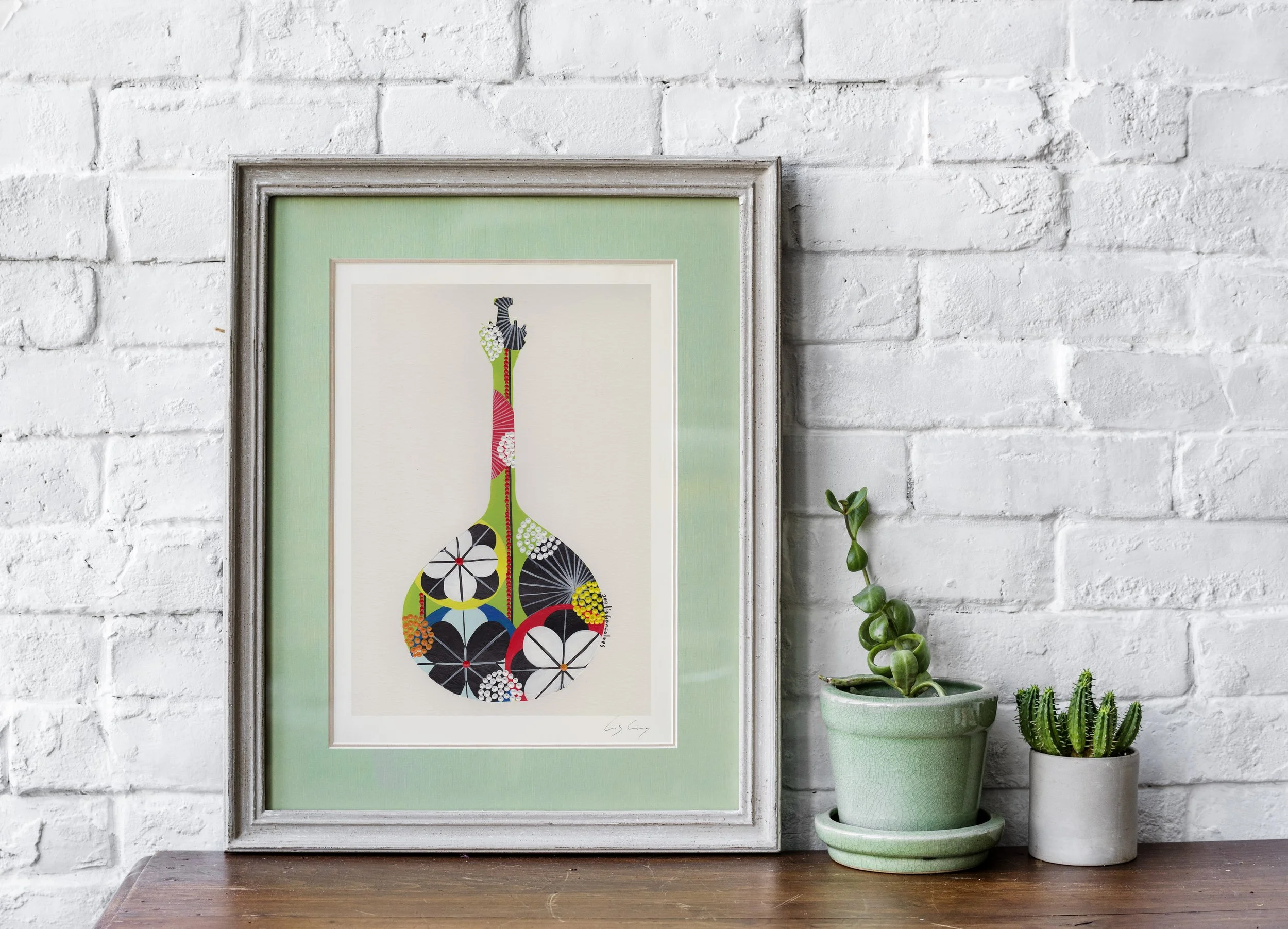 Portuguese Guitar (Green) - Fine art print by Lis Gonçalves. A modern and colourful take on a famous Portuguese icon.