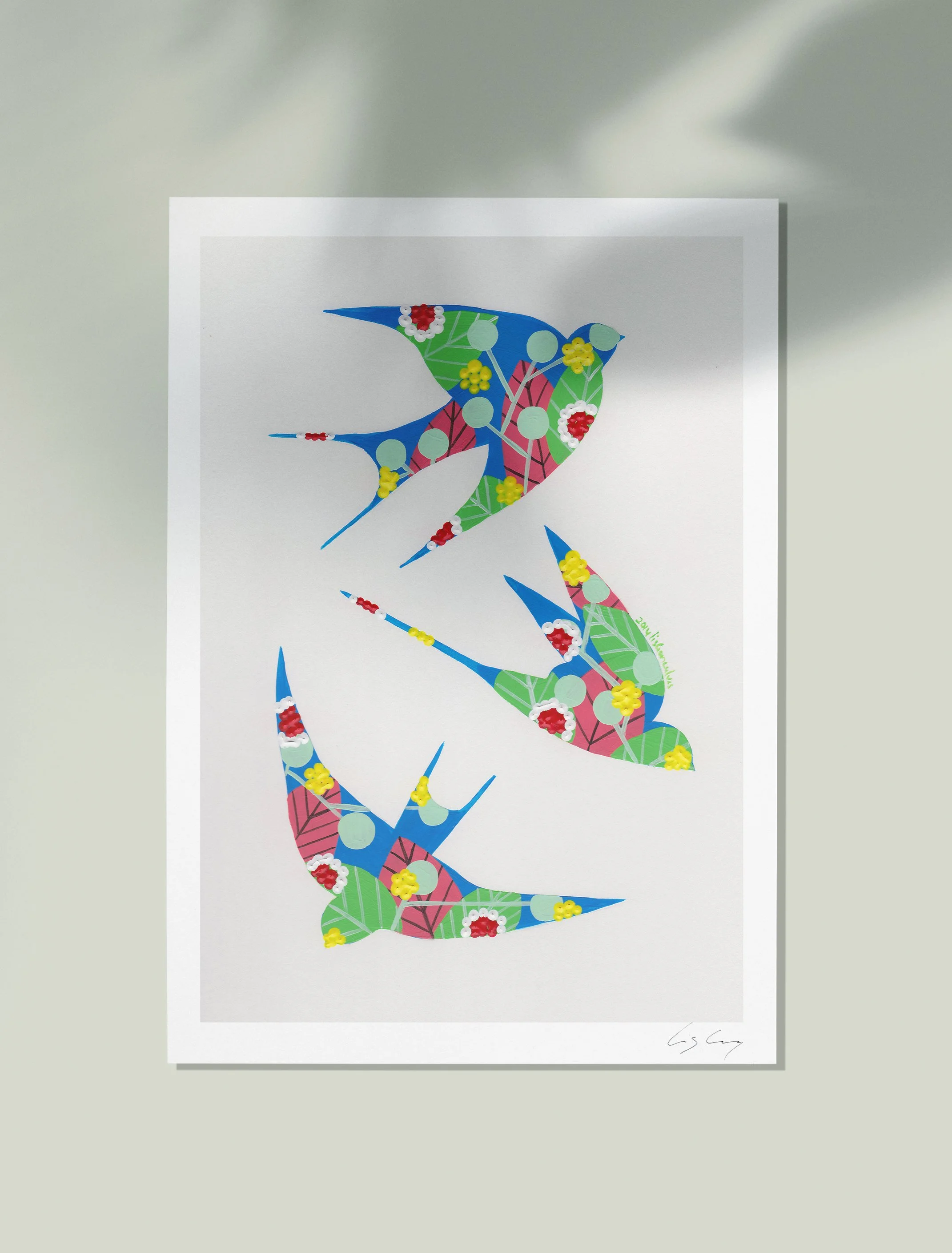 Swallows (Blue #1) - Fine art print by Lis Gonçalves. A modern and colourful take on a famous Portuguese icon.