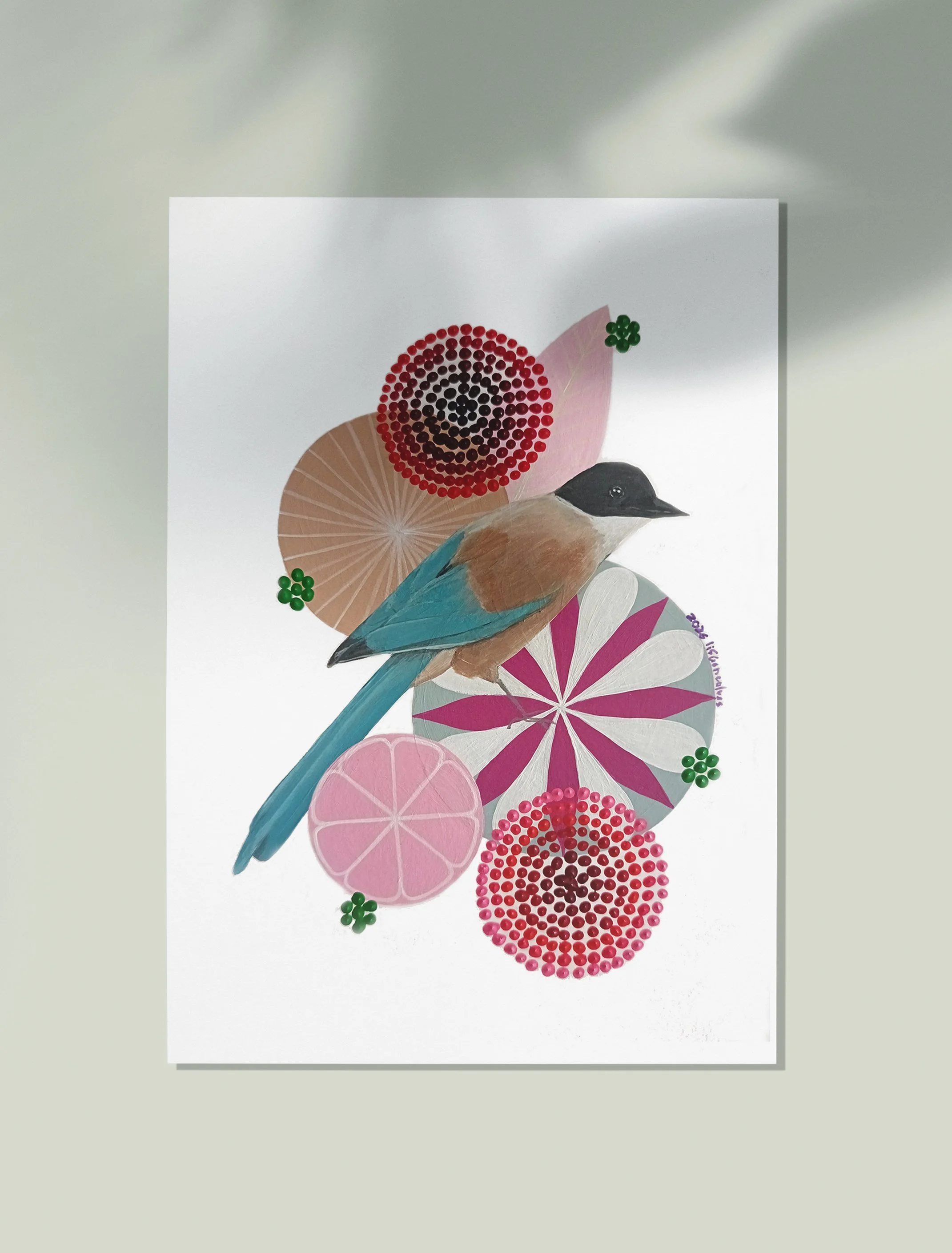 pega azul-magpie-original artwork in acrylic