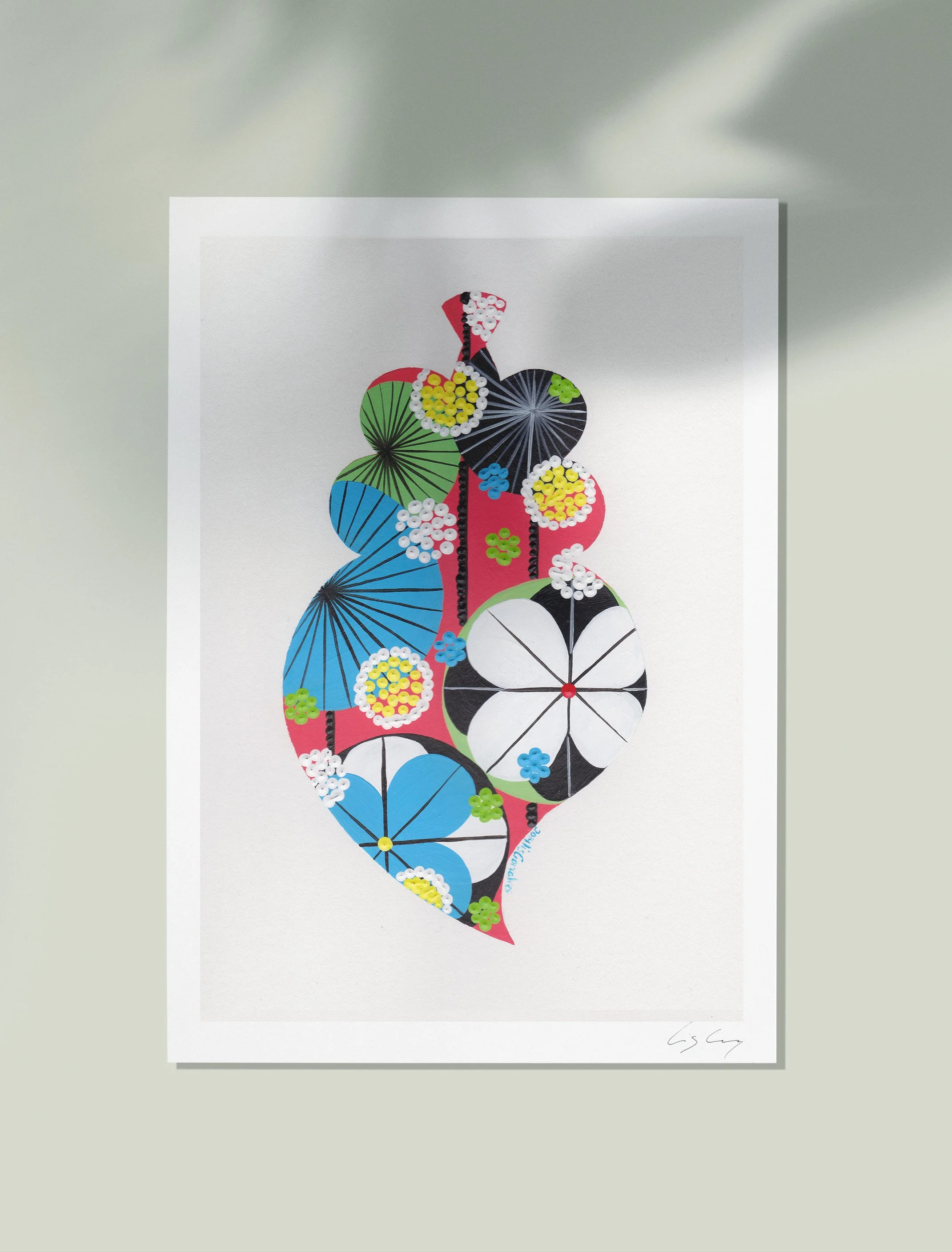 Portuguese Heart (Coral) - Fine art print by Lis Gonçalves. A modern and colourful take on a famous Portuguese icon.