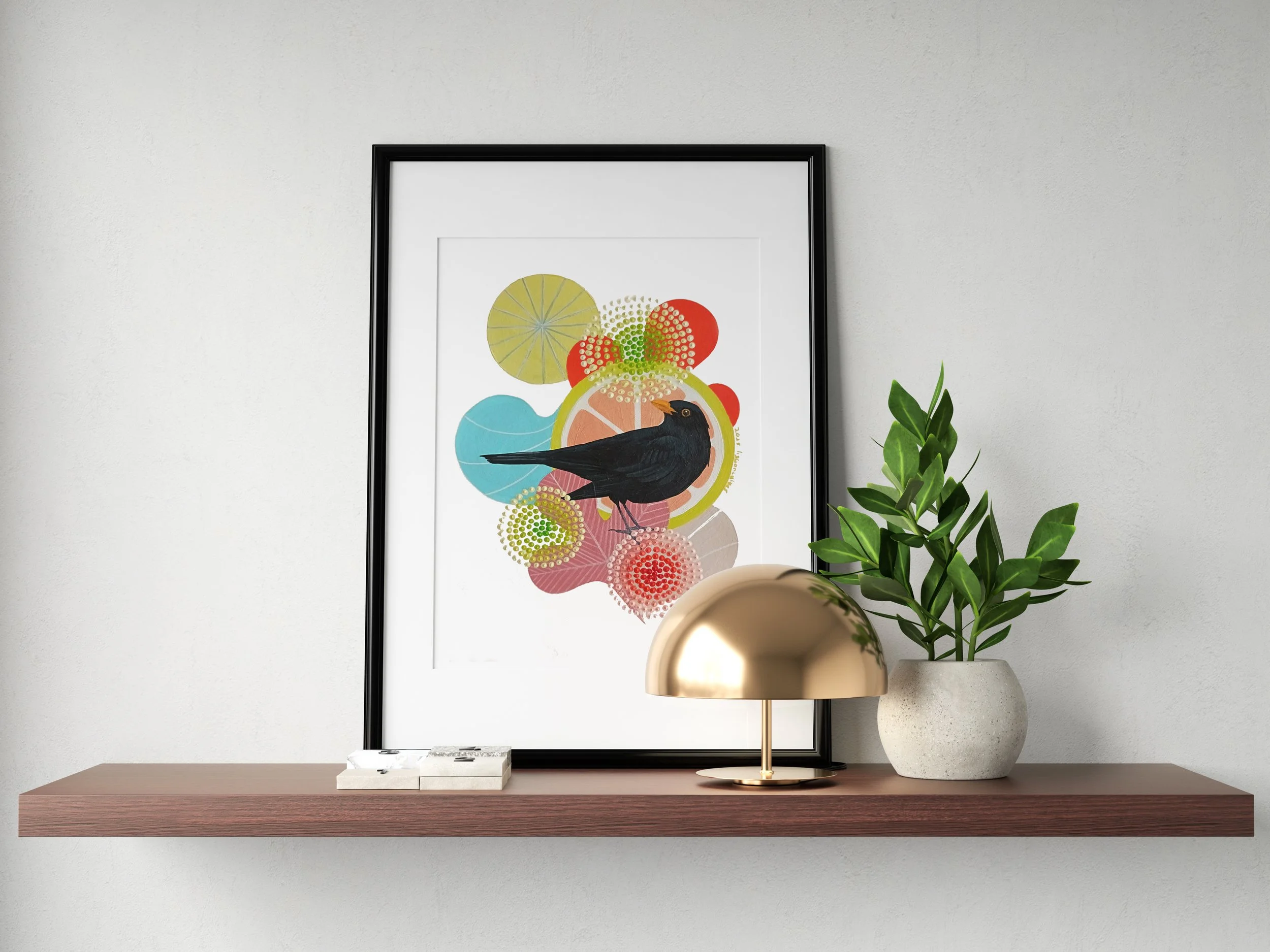 melro-blackbird-original painting in acrylic