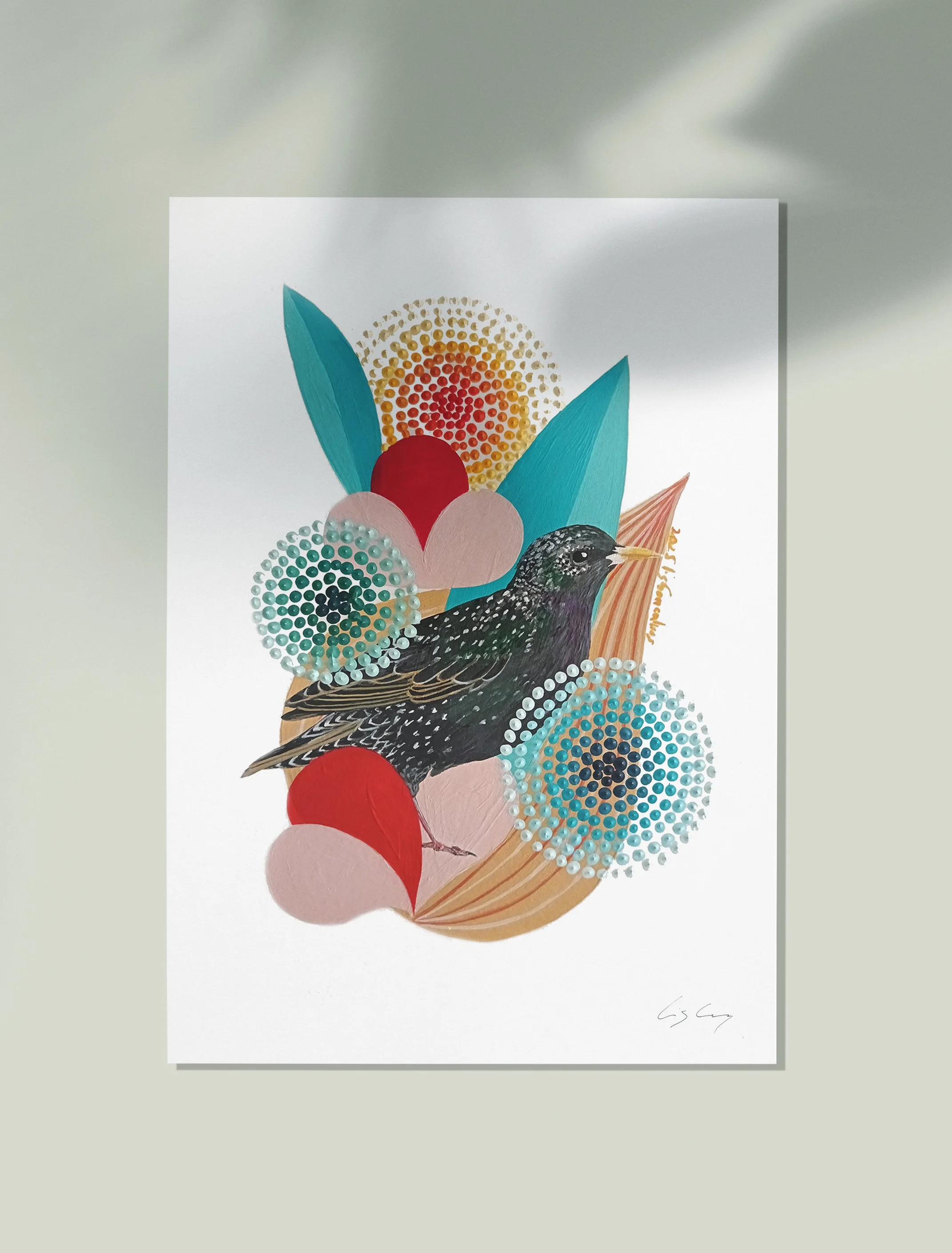 Estorninho - starling-original artwork-acrylic