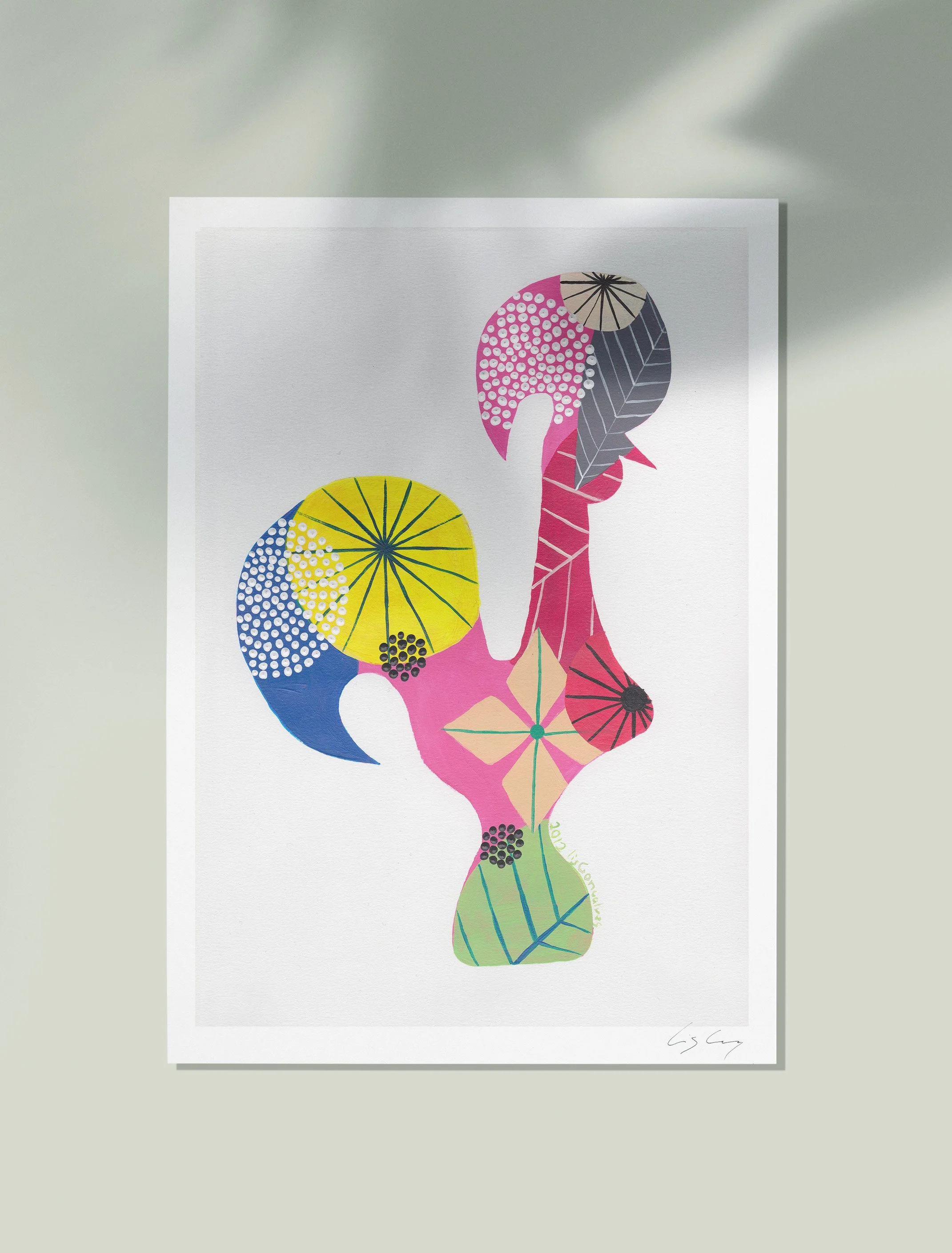 Portuguese Rooster (Pink) - Fine art print by Lis Gonçalves. A modern and colourful take on a famous Portuguese icon.