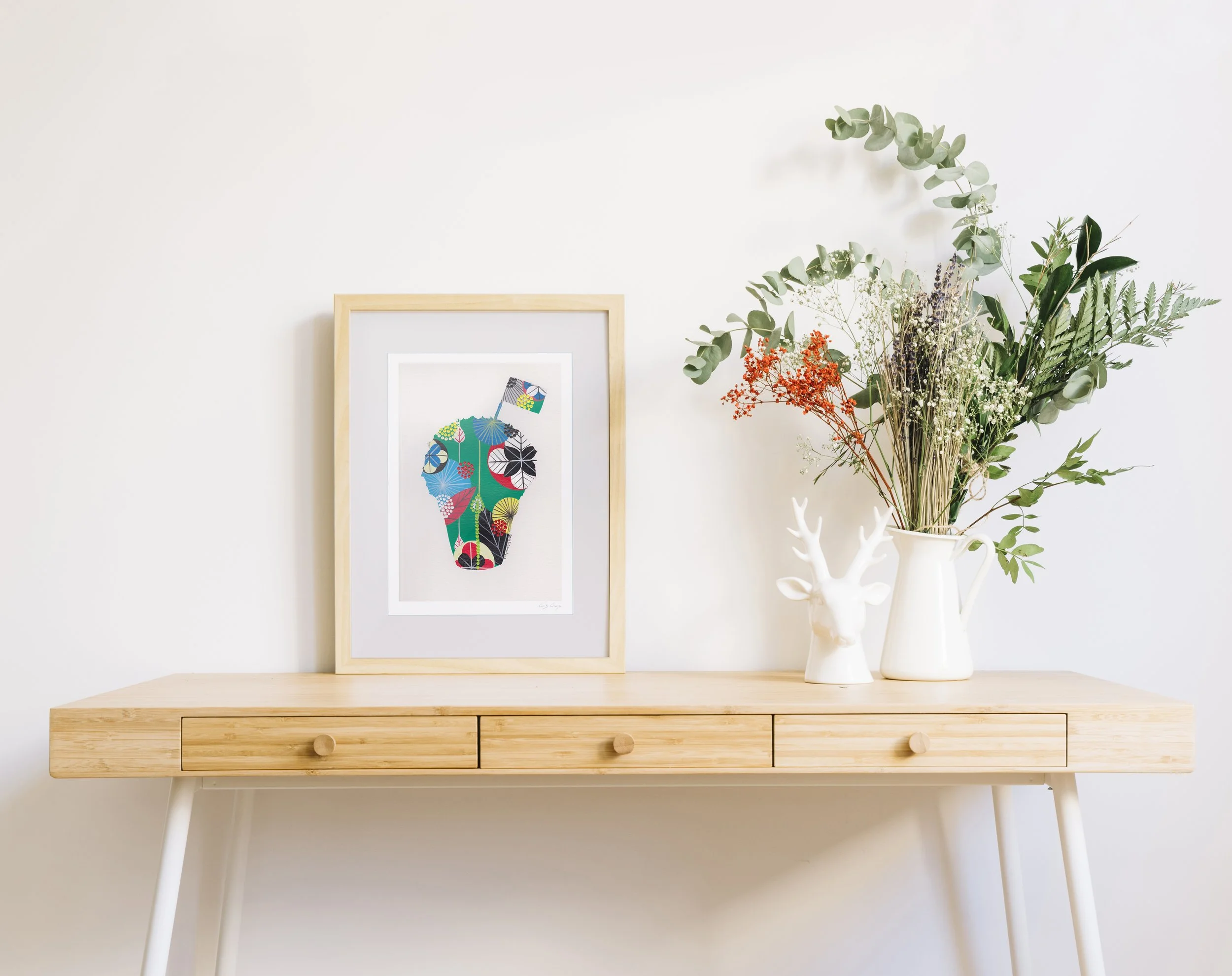 Manjerico (Green) - Fine art print by Lis Gonçalves. A modern and colourful take on a famous Portuguese icon.