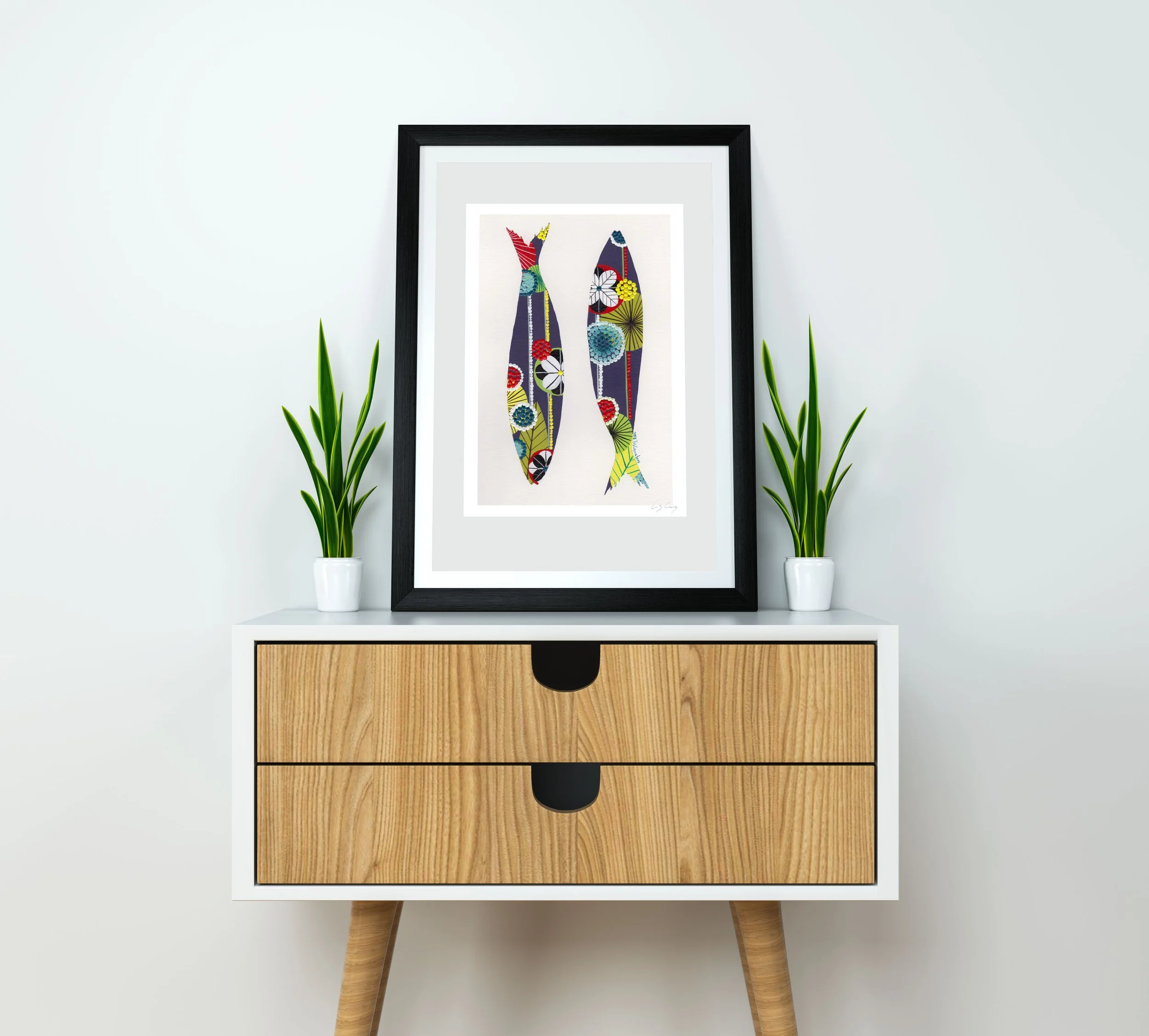 Sardines (Purple #1) - Fine art print by Lis Gonçalves. A modern and colourful take on a famous Portuguese icon.