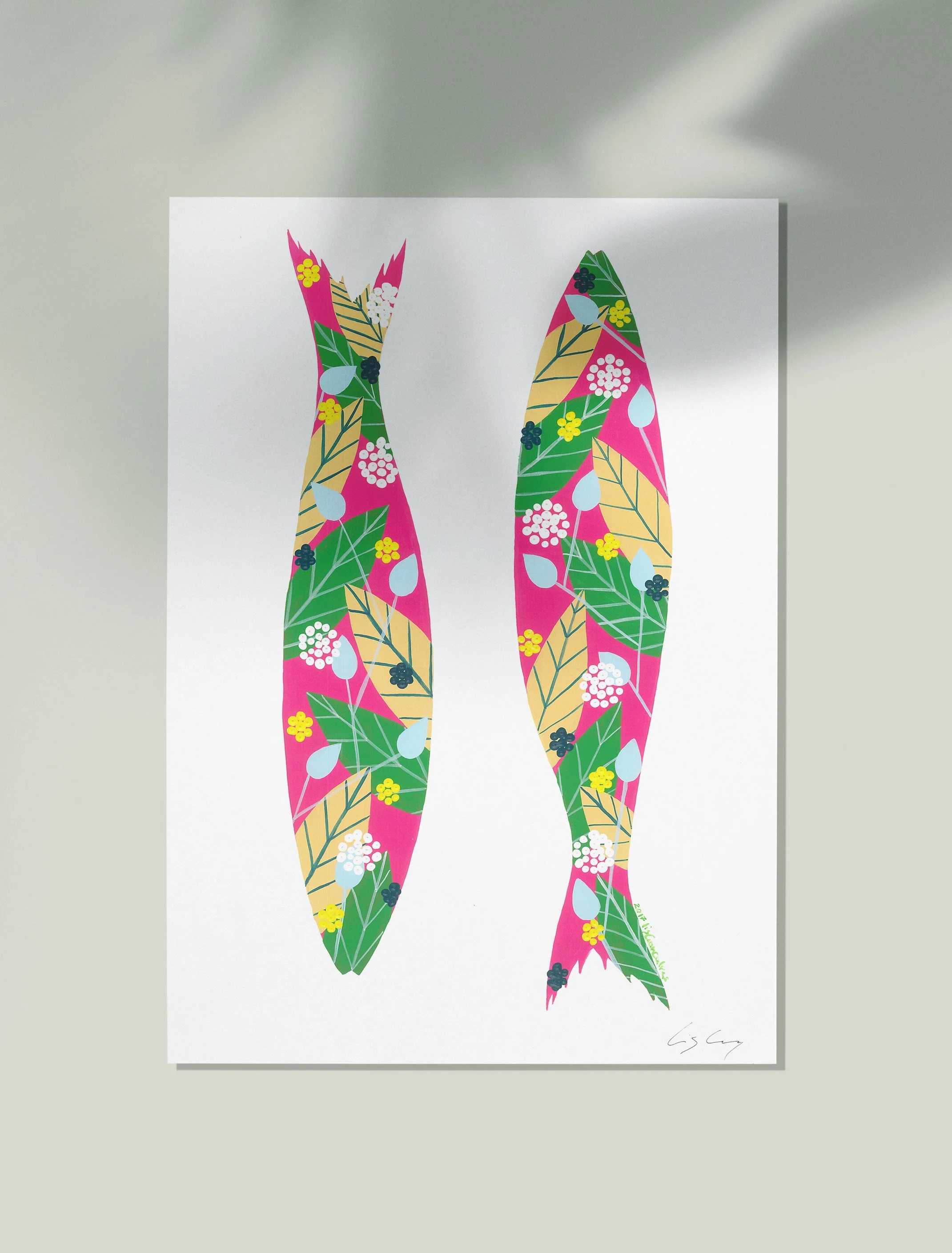 Sardines (Fuchsia) - Fine art print by Lis Gonçalves. A modern and colourful take on a famous Portuguese icon.