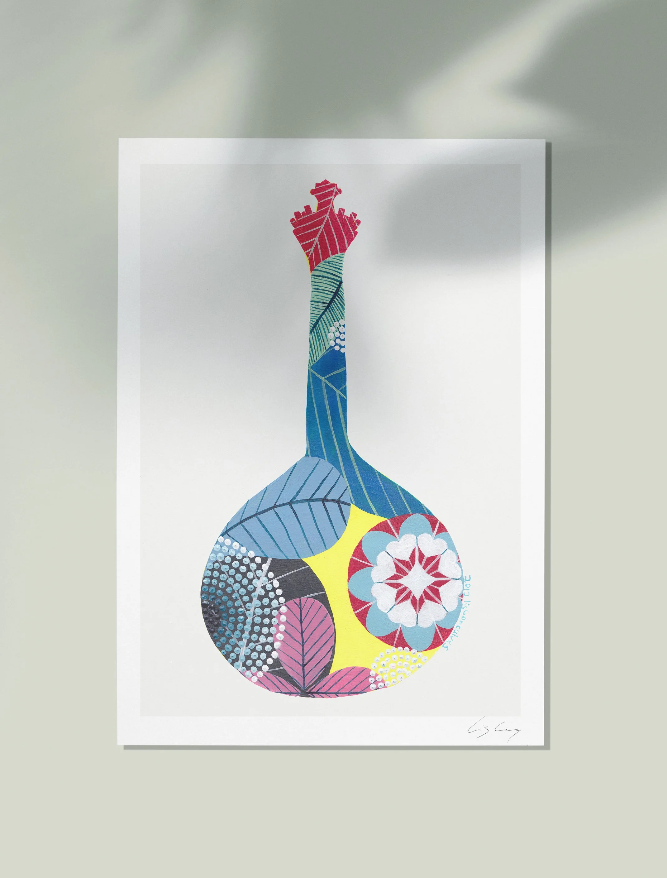 Portuguese Guitar (Blue) - Fine art print by Lis Gonçalves. A modern and colourful take on a famous Portuguese icon.