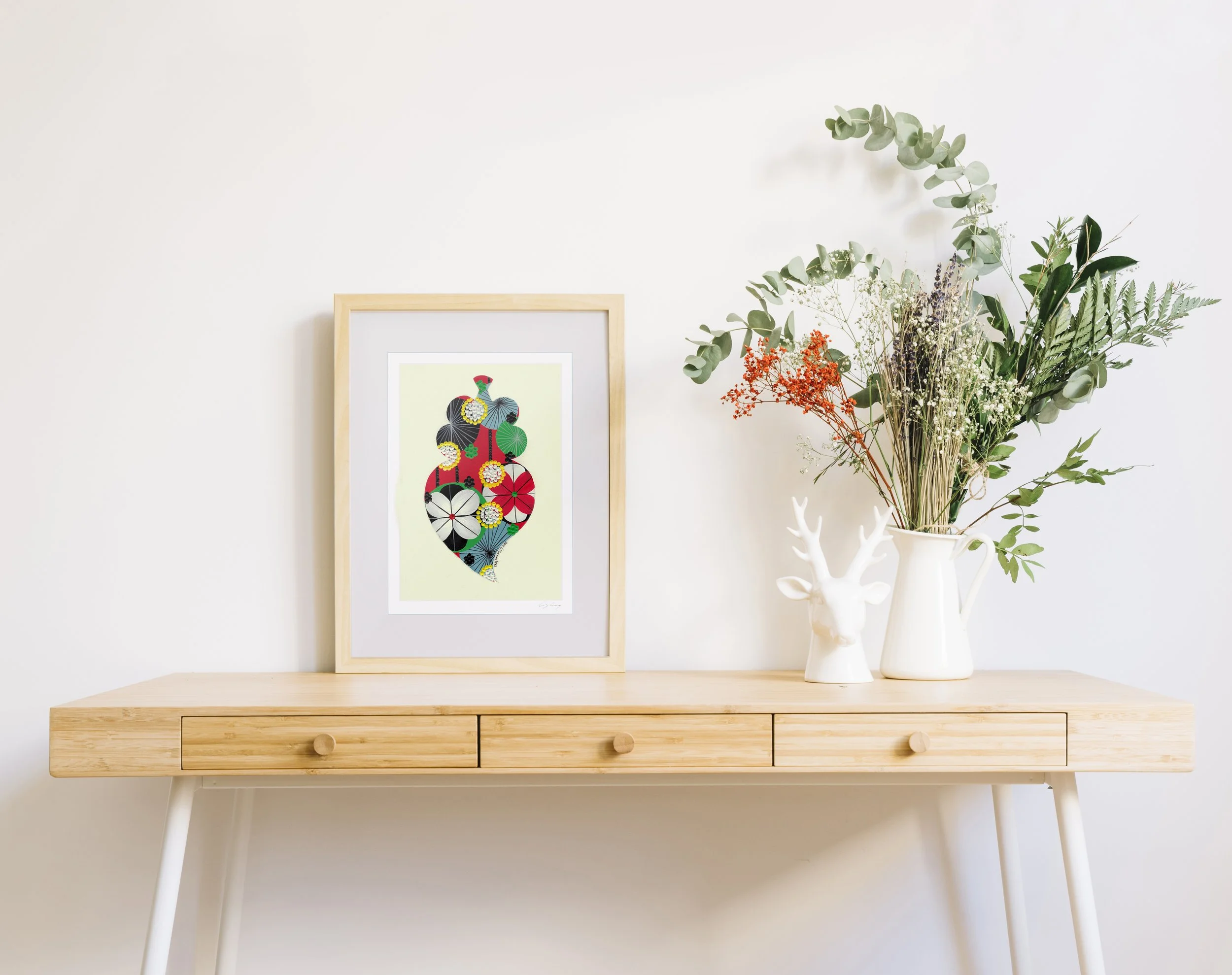 Portuguese Heart (Terracota) - Fine art print by Lis Gonçalves. A modern and colourful take on a famous Portuguese icon.