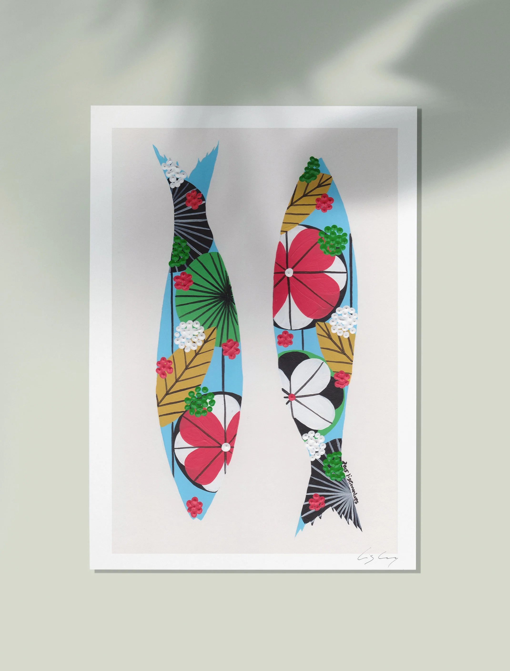 Sardines (Light Blue) - Fine art print by Lis Gonçalves. A modern and colourful take on a famous Portuguese icon.