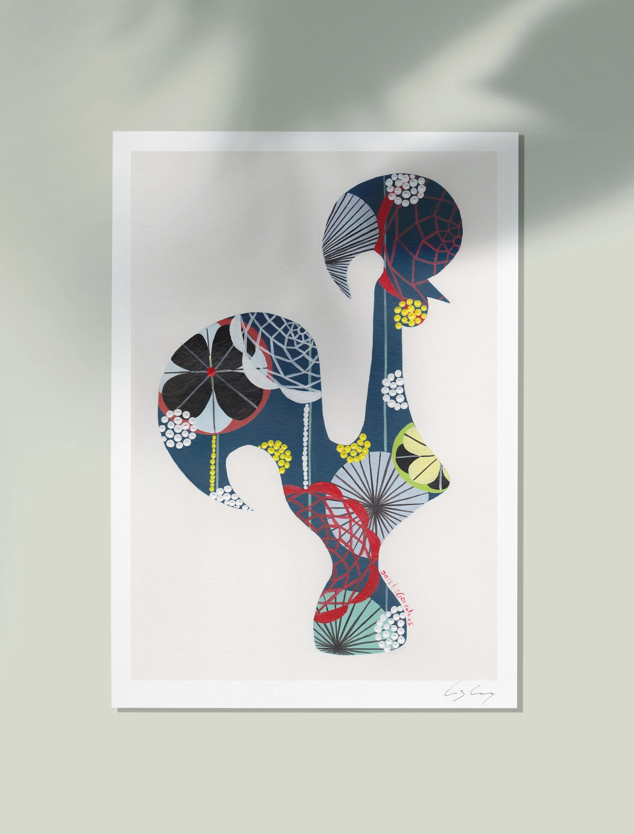 Portuguese Rooster (Navy) - Fine art print by Lis Gonçalves. A modern and colourful take on a famous Portuguese icon.