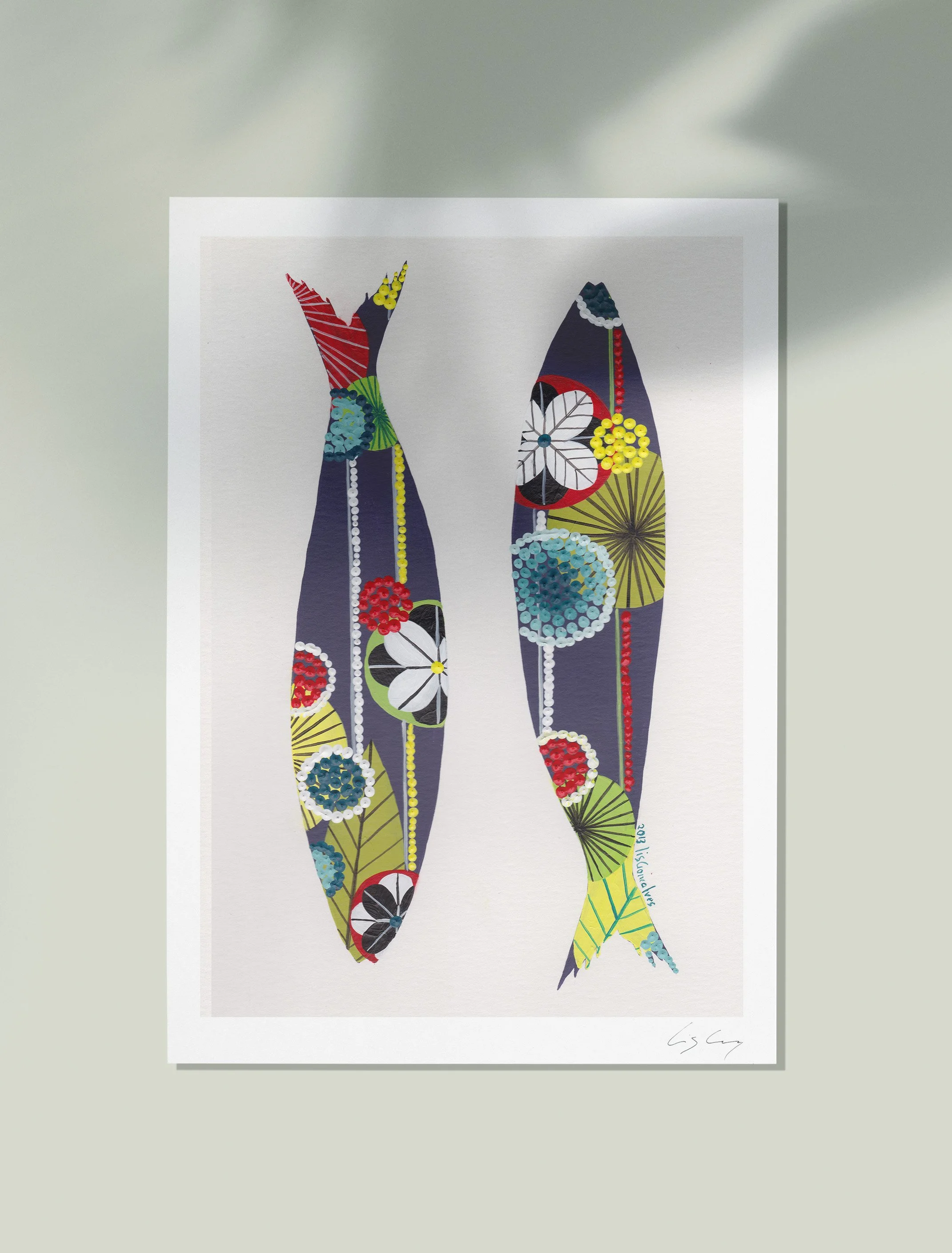 Sardines (Purple #1) - Fine art print by Lis Gonçalves. A modern and colourful take on a famous Portuguese icon.