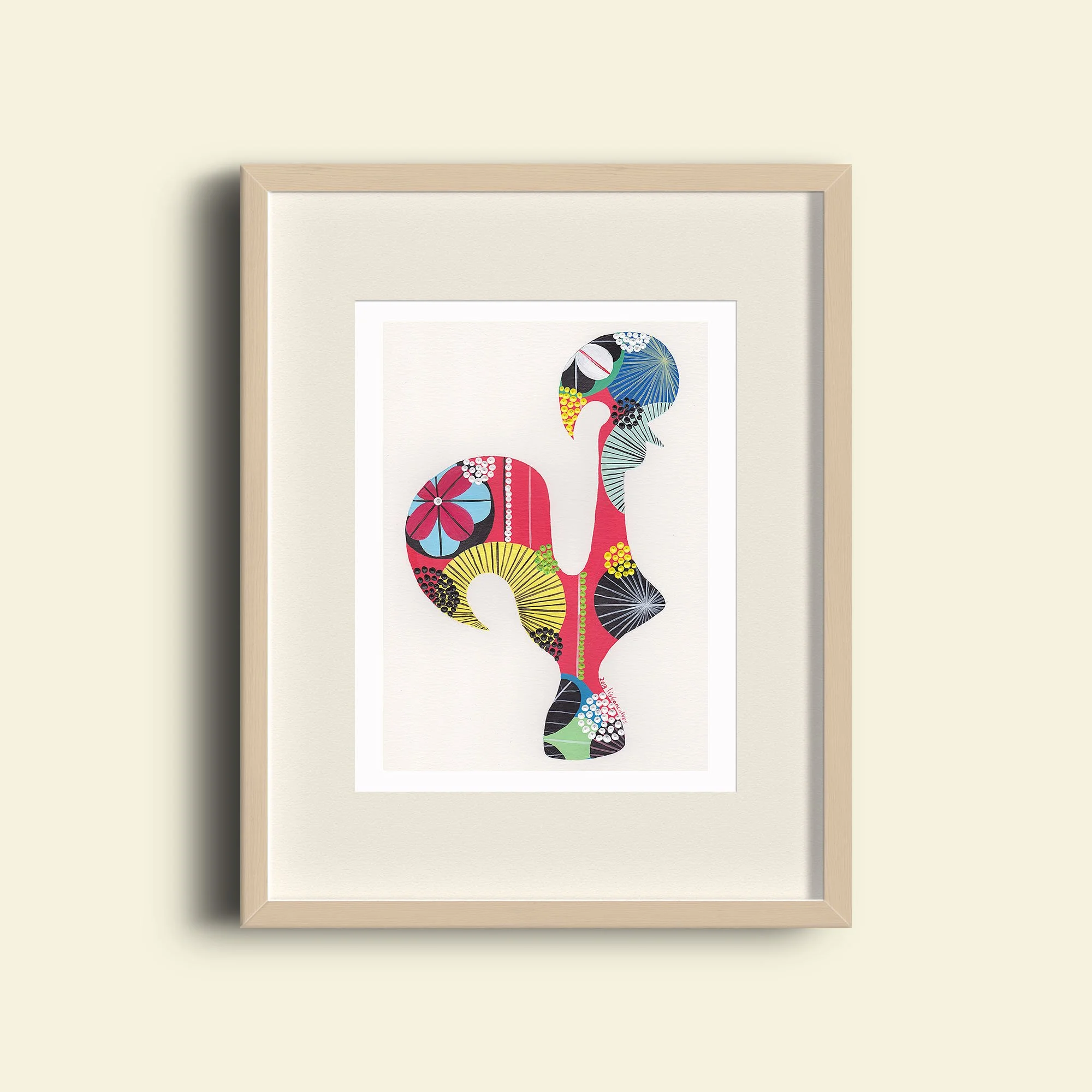 Portuguese Rooster (Coral) - Fine art print by Lis Gonçalves. A modern and colourful take on a famous Portuguese icon.