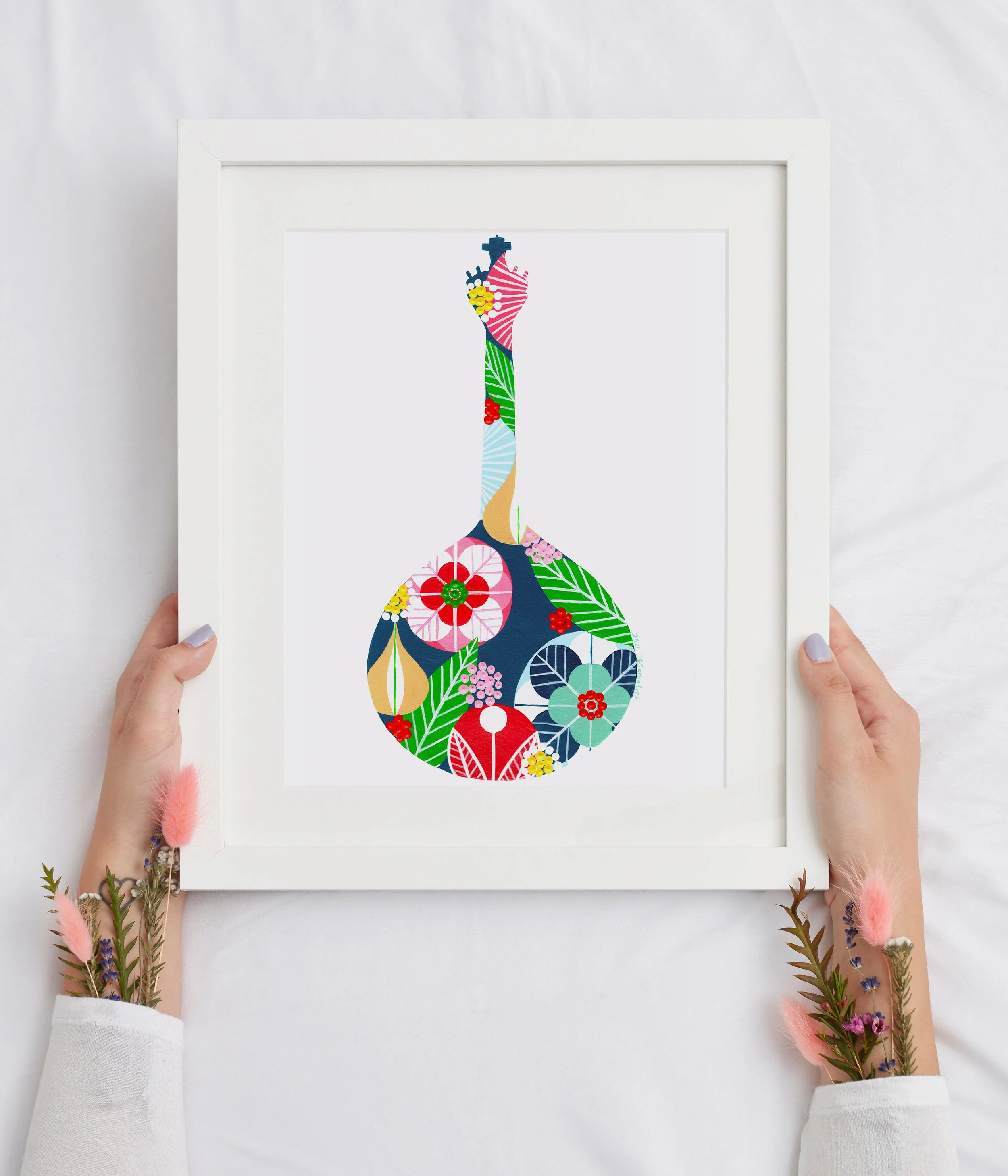 Free Girl's Floral Hands Showing Frame-guitar-navy.jpg
