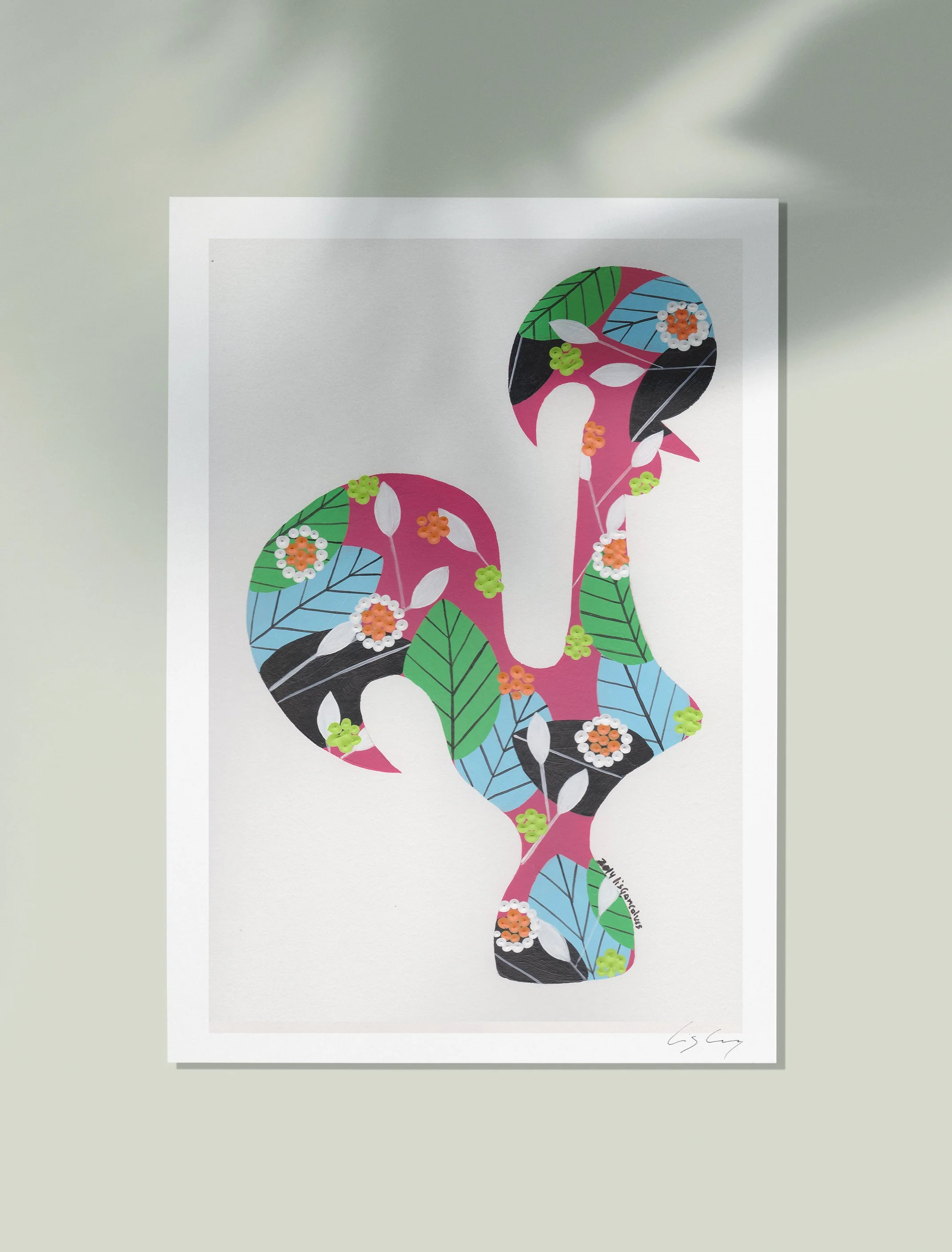 Portuguese Rooster (Fuchsia) - Fine art print by Lis Gonçalves. A modern and colourful take on a famous Portuguese icon.