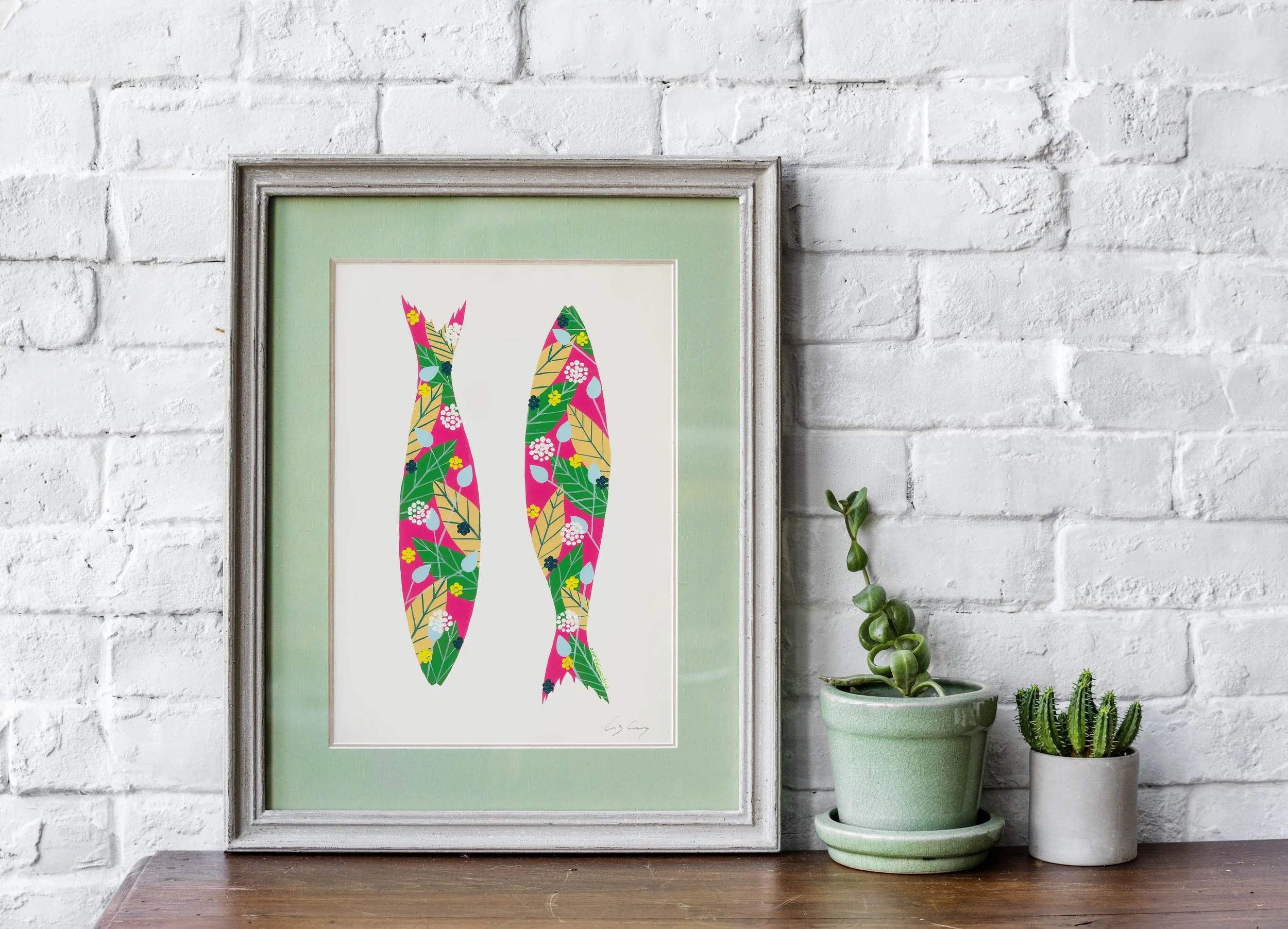 Sardines (Fuchsia) - Fine art print by Lis Gonçalves. A modern and colourful take on a famous Portuguese icon.