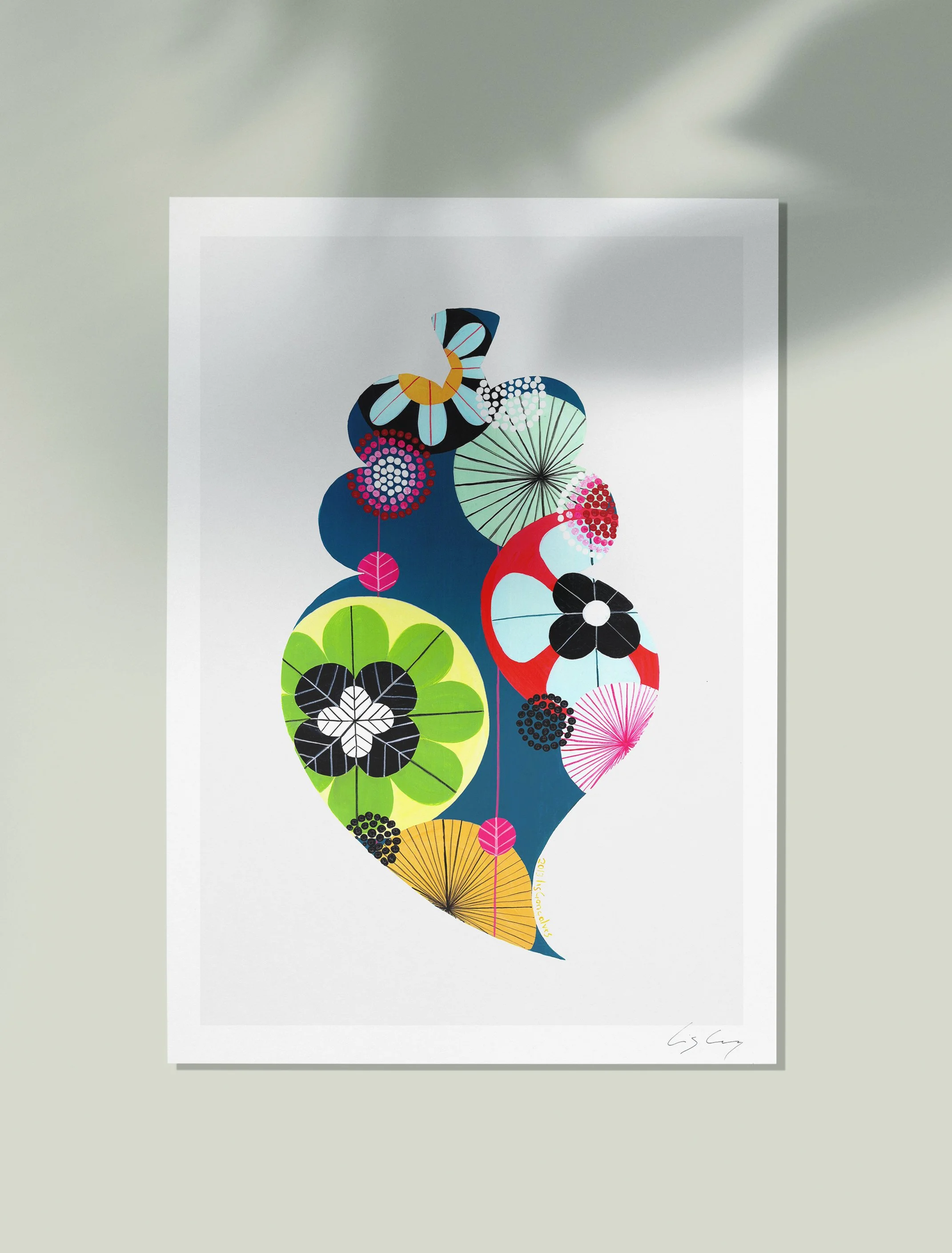 Portuguese Heart (Navy) - Fine art print by Lis Gonçalves. A modern and colourful take on a famous Portuguese icon.
