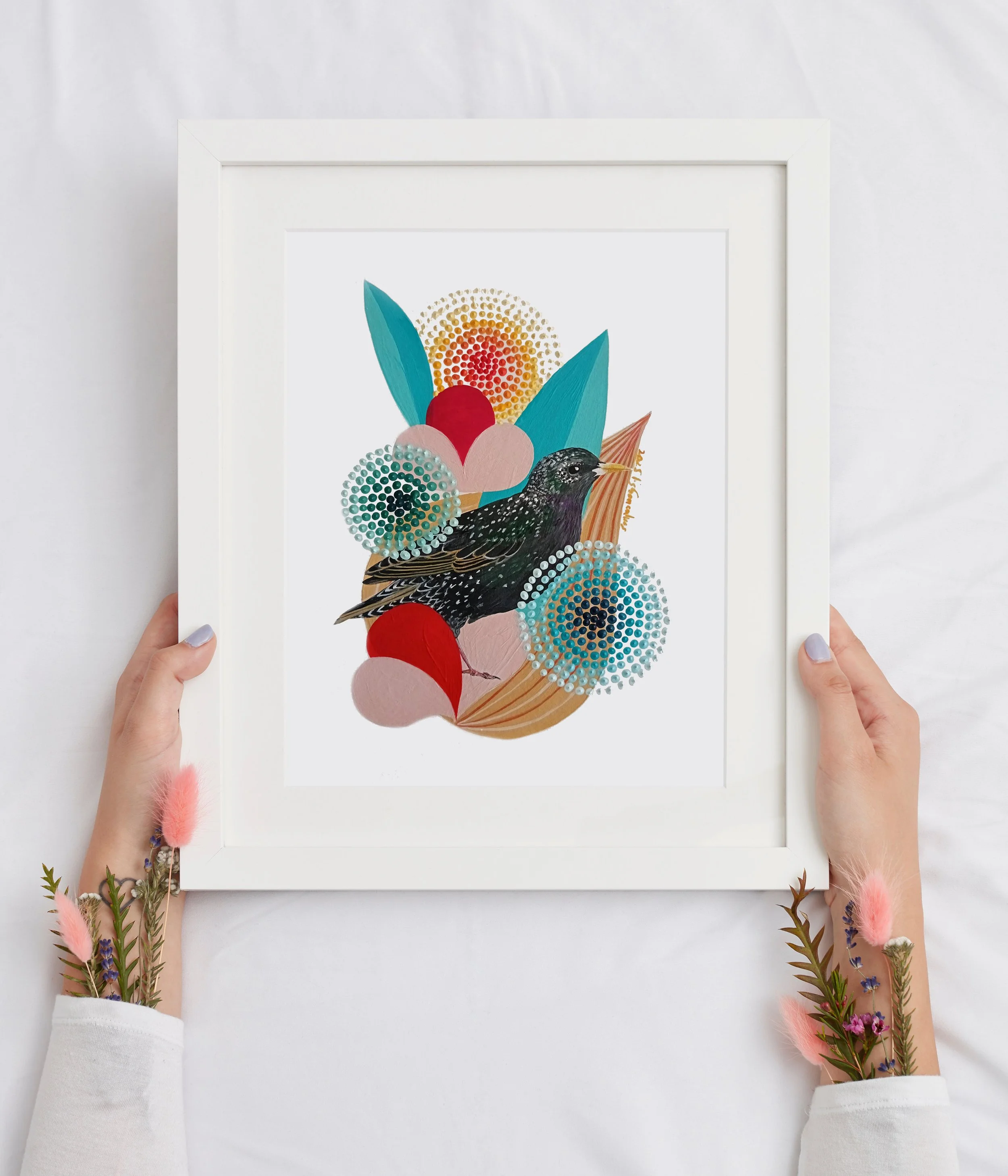 Estorninho - starling-original artwork-acrylic