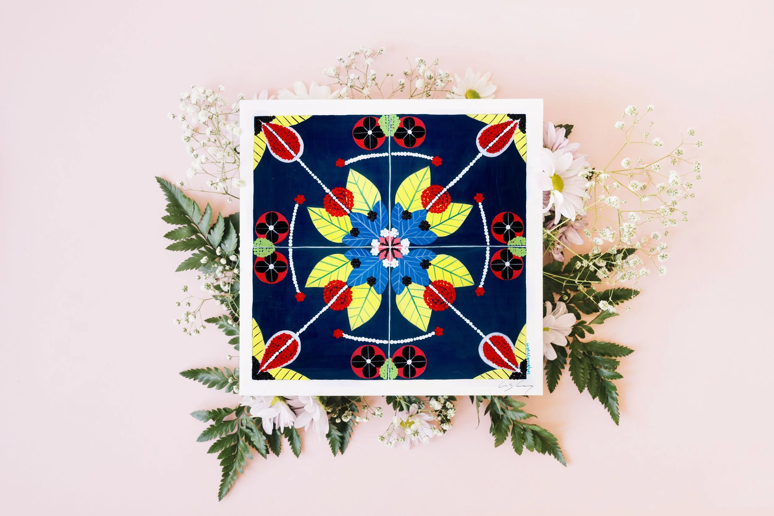 Portuguese Tiles (Navy) - Fine art print by Lis Gonçalves. A series that brings modern colours and charm to a famous Portuguese icon.