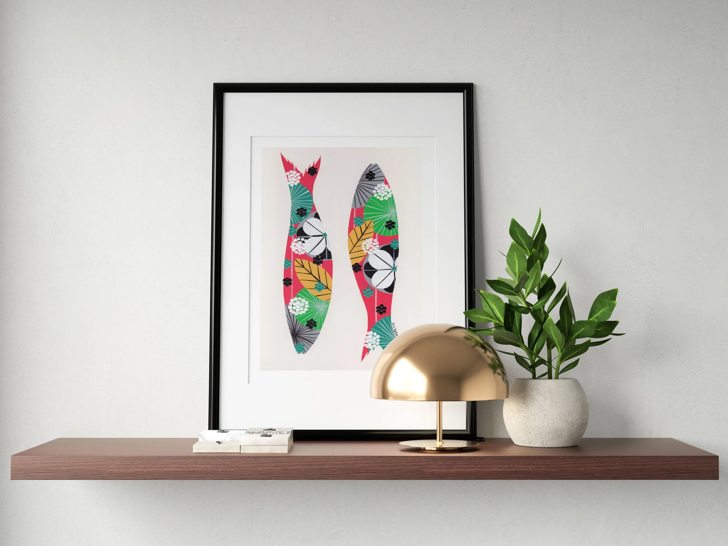 Sardines (Cerise #1) - Fine art print by Lis Gonçalves. A modern and colourful take on a famous Portuguese icon.