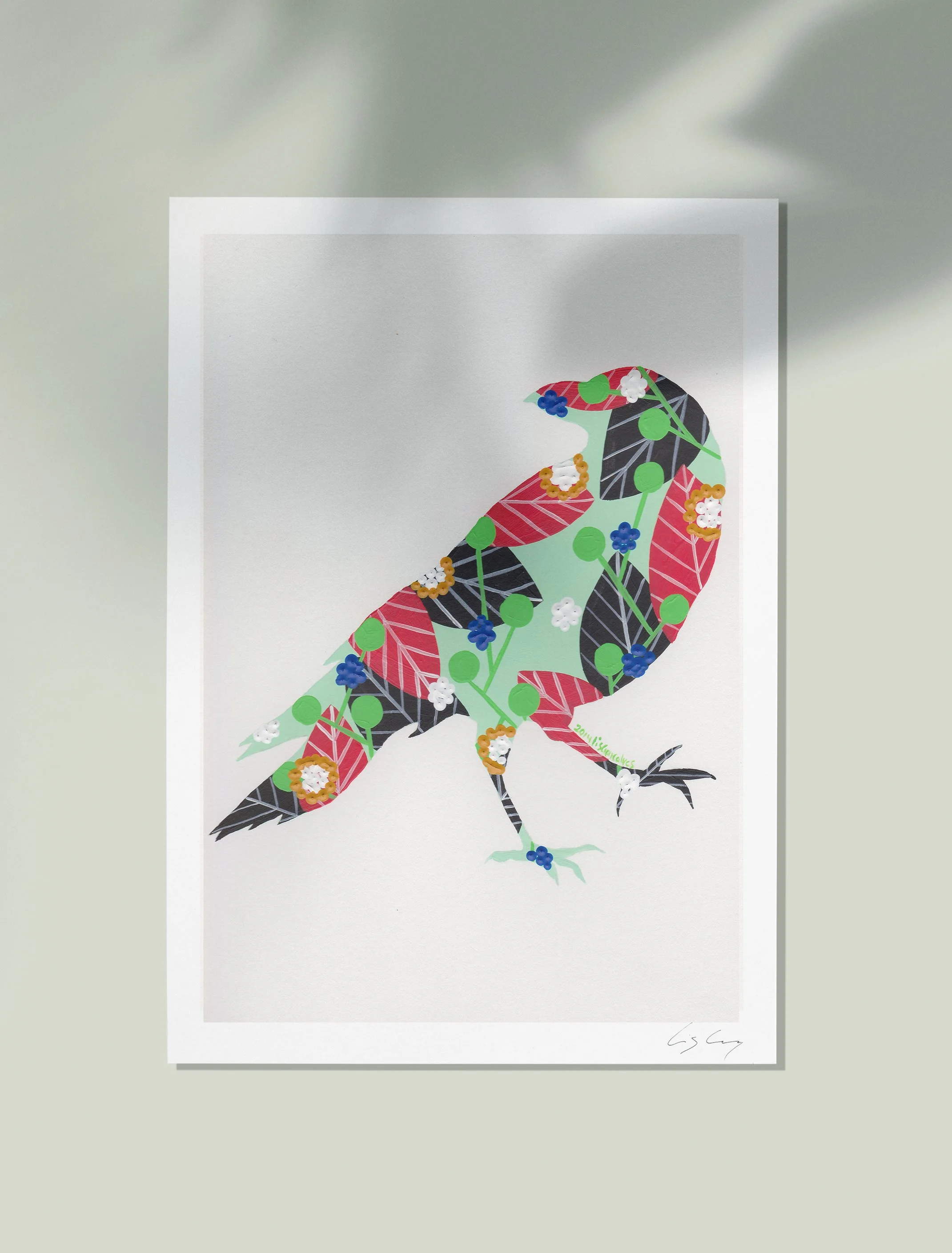 Raven (Aqua Green) - Fine art print by Lis Gonçalves. A modern and colourful take on a famous Portuguese icon.