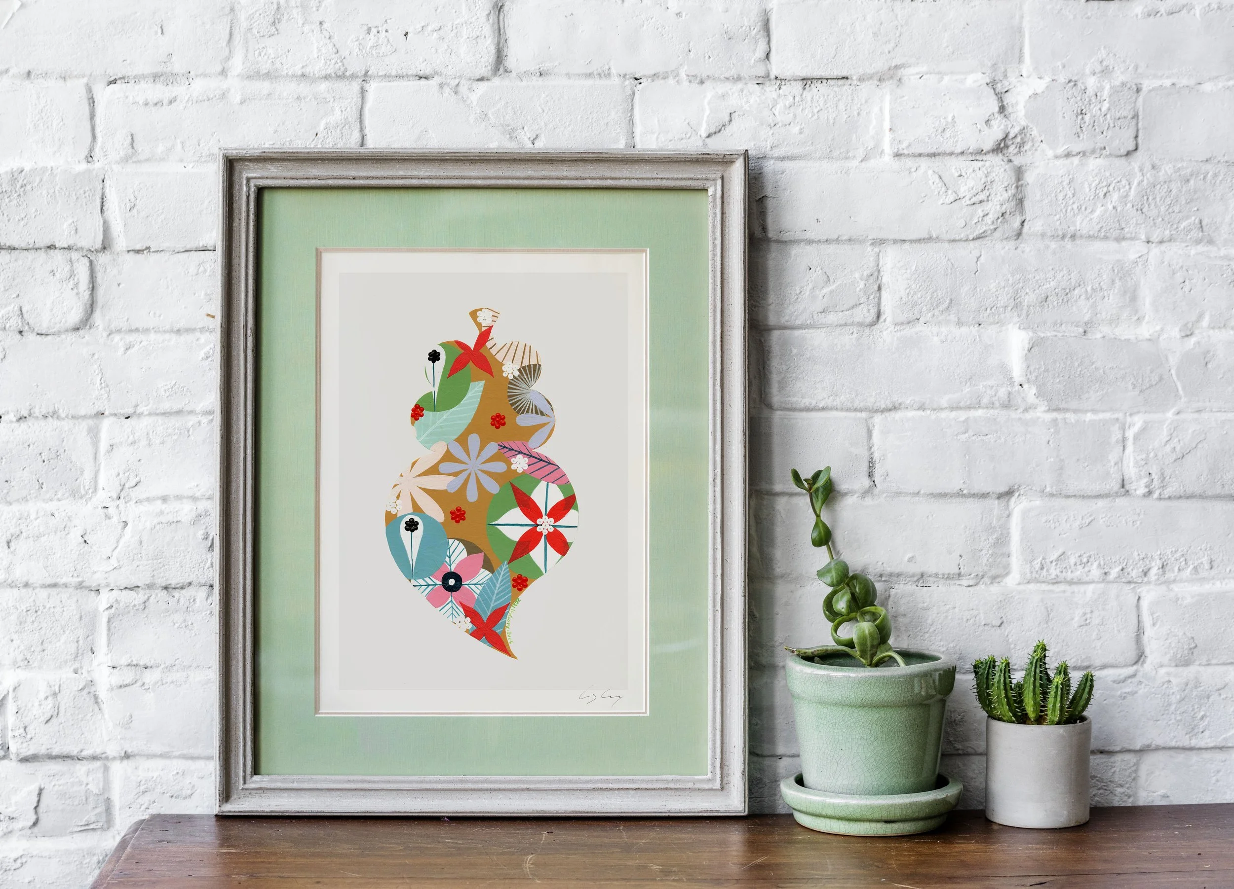 Portuguese Heart (Ochre) - Fine art print by Lis Gonçalves. A modern and colourful take on a famous Portuguese icon.