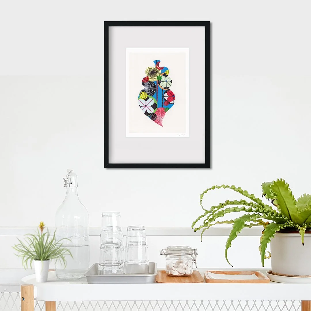 Portuguese Heart (Blue) - Fine art print by Lis Gonçalves. A modern and colourful take on a famous Portuguese icon.