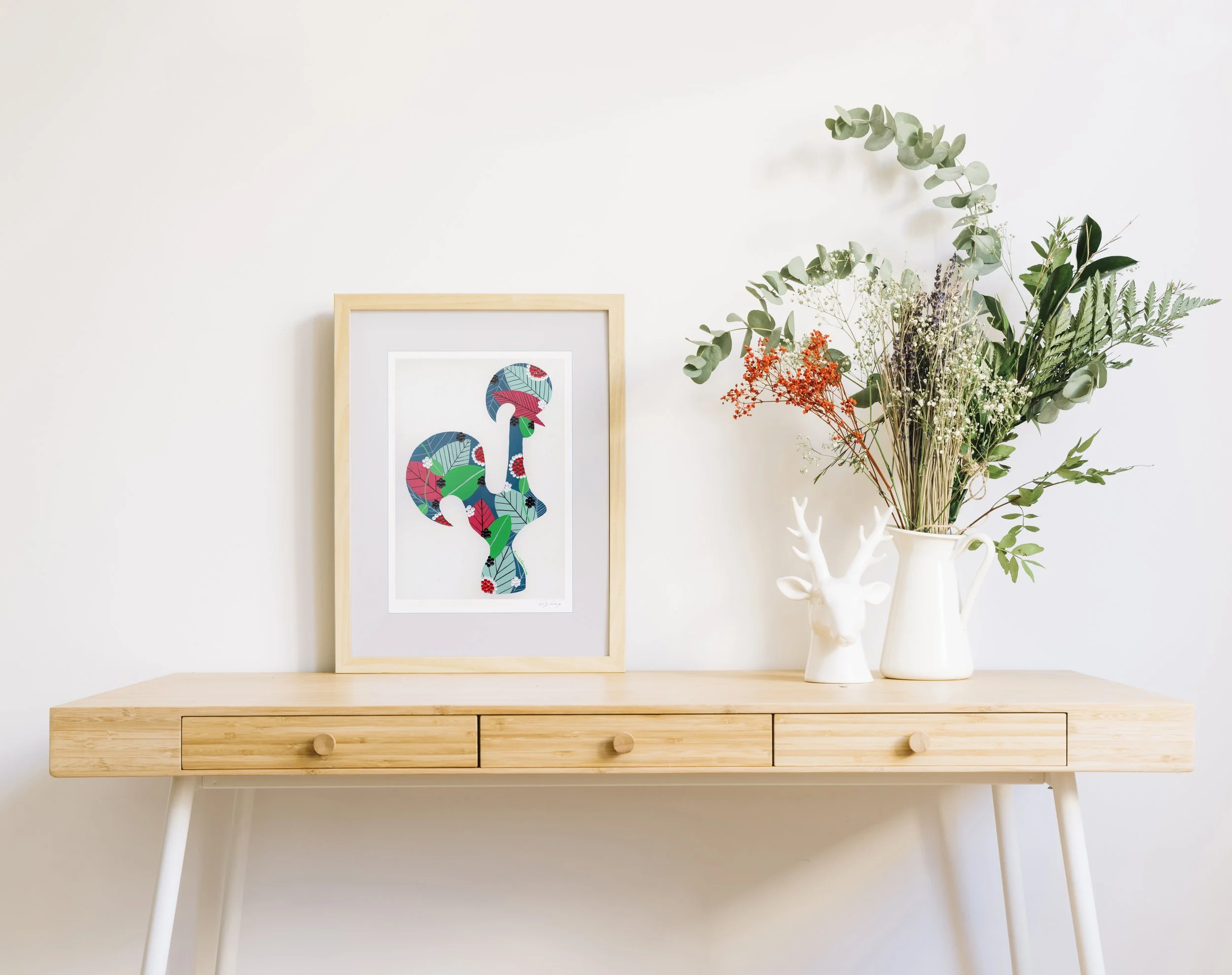 Portuguese Rooster (Blue #2) - Fine art print by Lis Gonçalves. A modern and colourful take on a famous Portuguese icon.