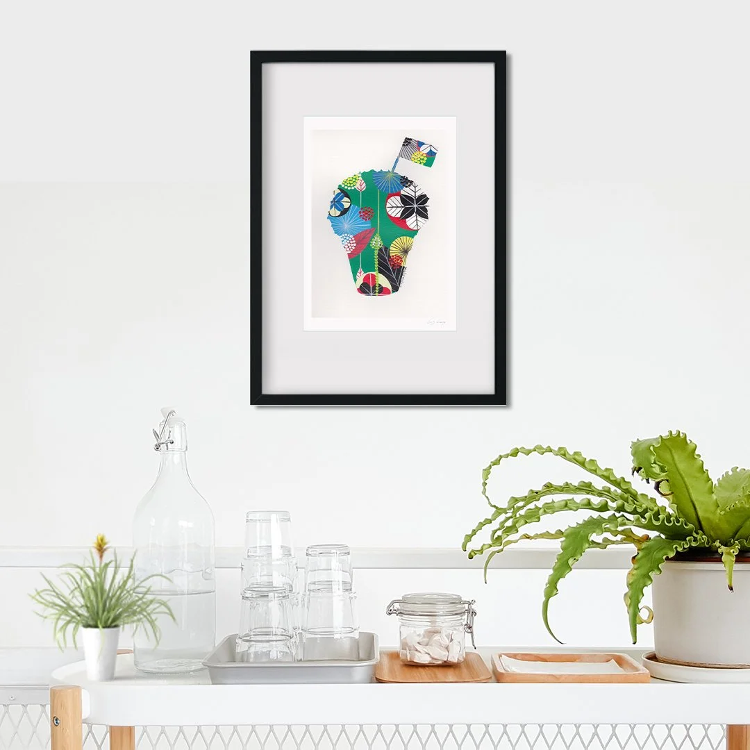 Manjerico (Green) - Fine art print by Lis Gonçalves. A modern and colourful take on a famous Portuguese icon.