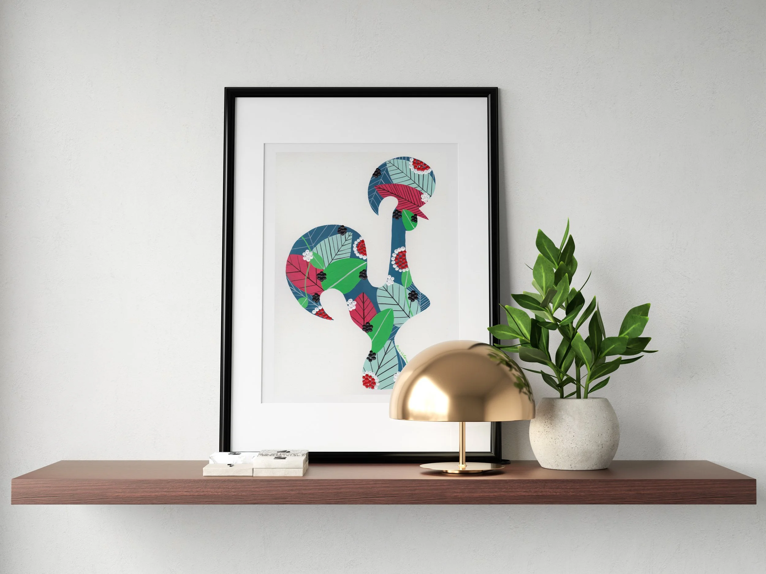 Portuguese Rooster (Blue #2) - Fine art print by Lis Gonçalves. A modern and colourful take on a famous Portuguese icon.