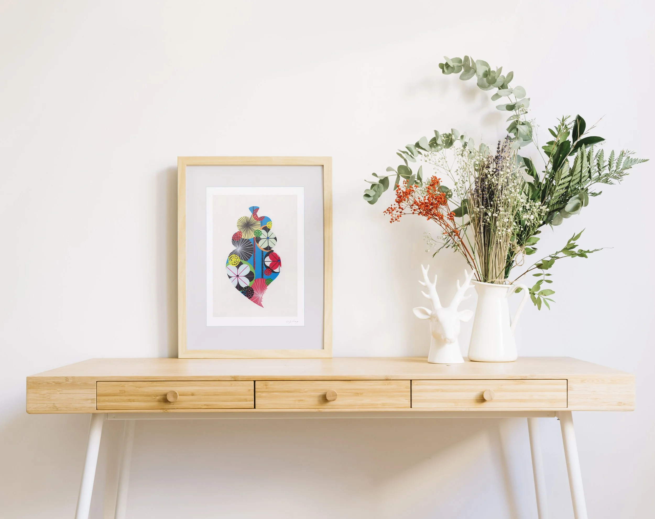 Portuguese Heart (Blue) - Fine art print by Lis Gonçalves. A modern and colourful take on a famous Portuguese icon.