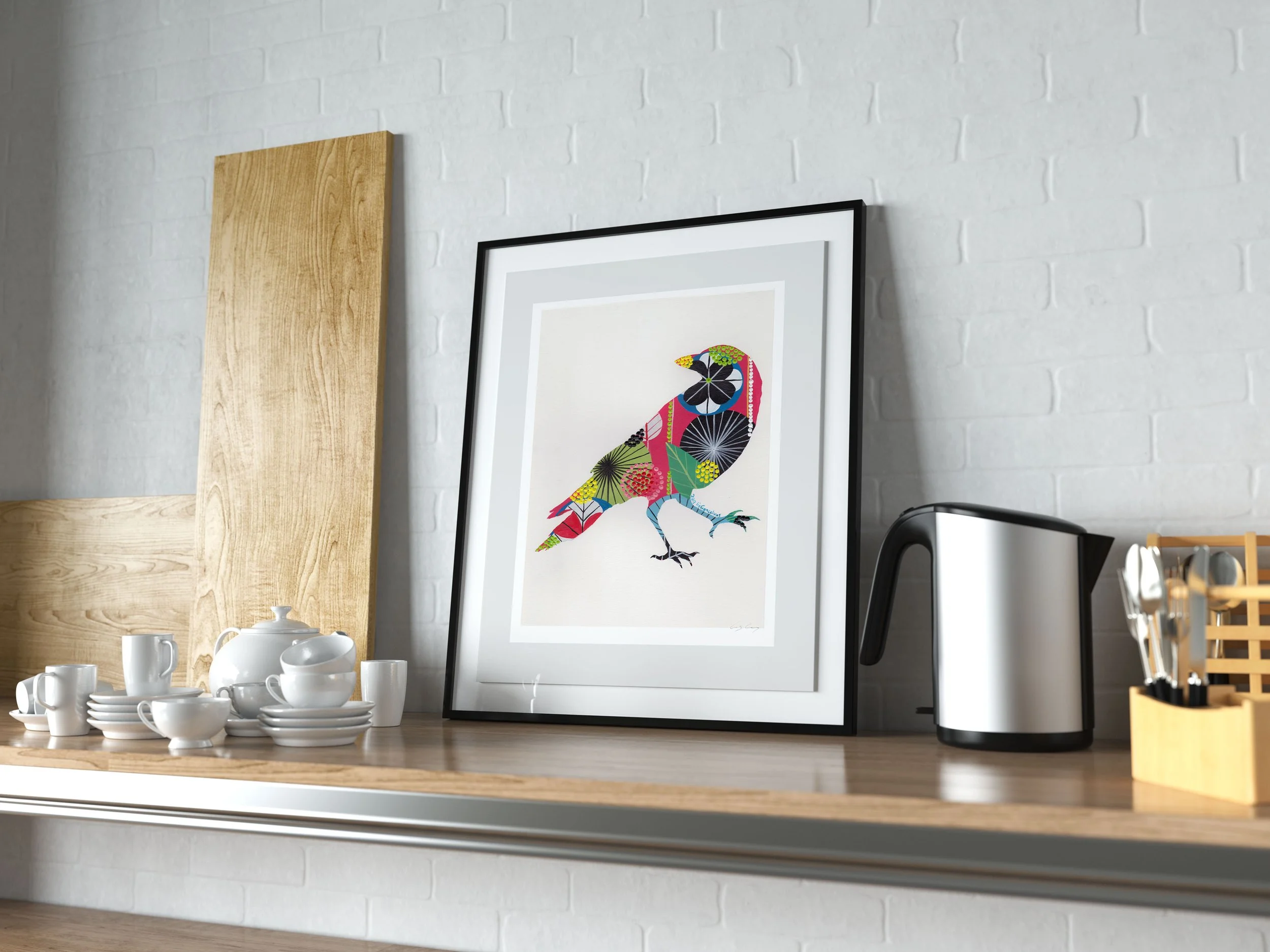 Raven (Crimson) - Fine art print by Lis Gonçalves. A modern and colourful take on a famous Portuguese icon.