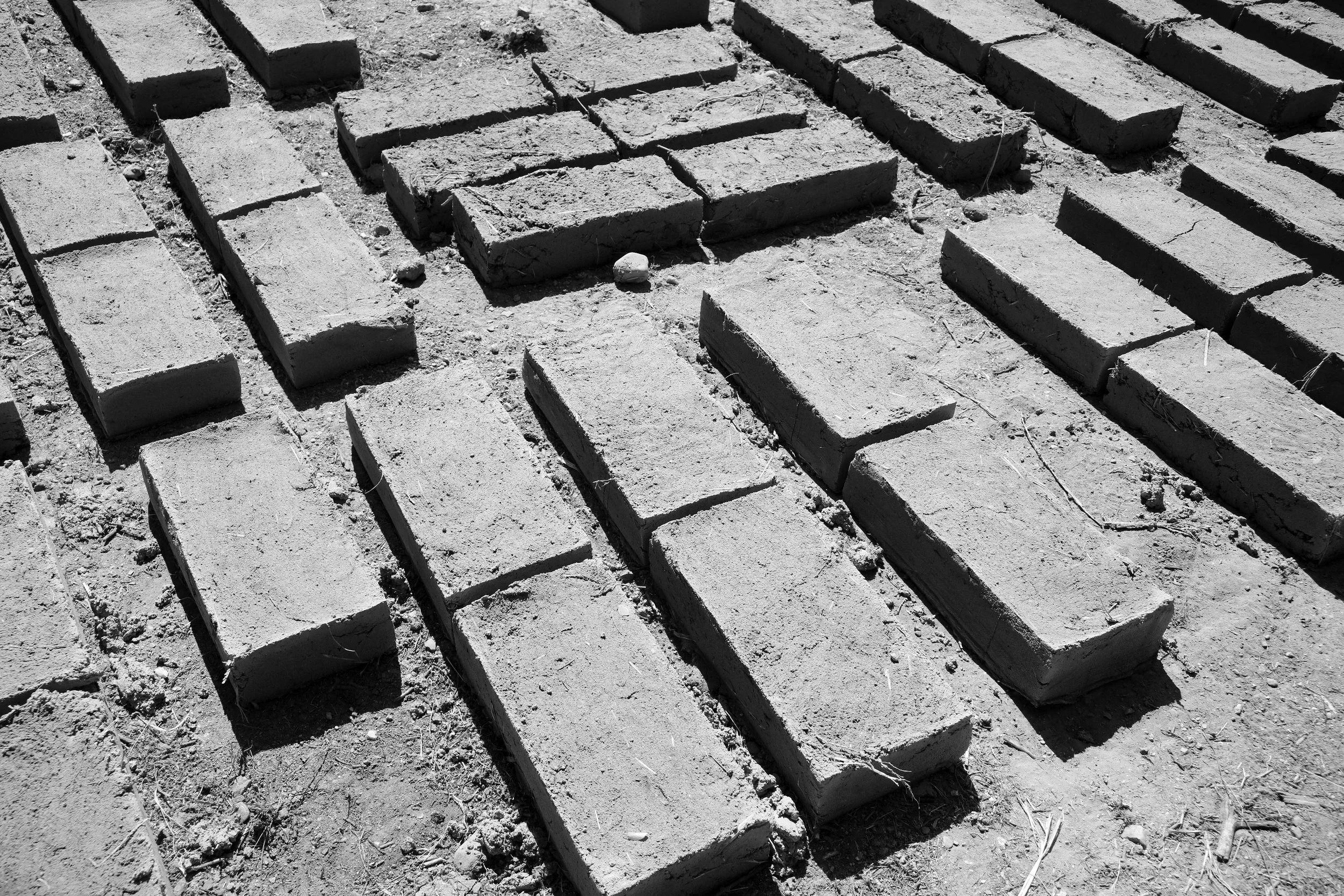 Drying Adobe Bricks,, Chimayo NM, Summer 2021