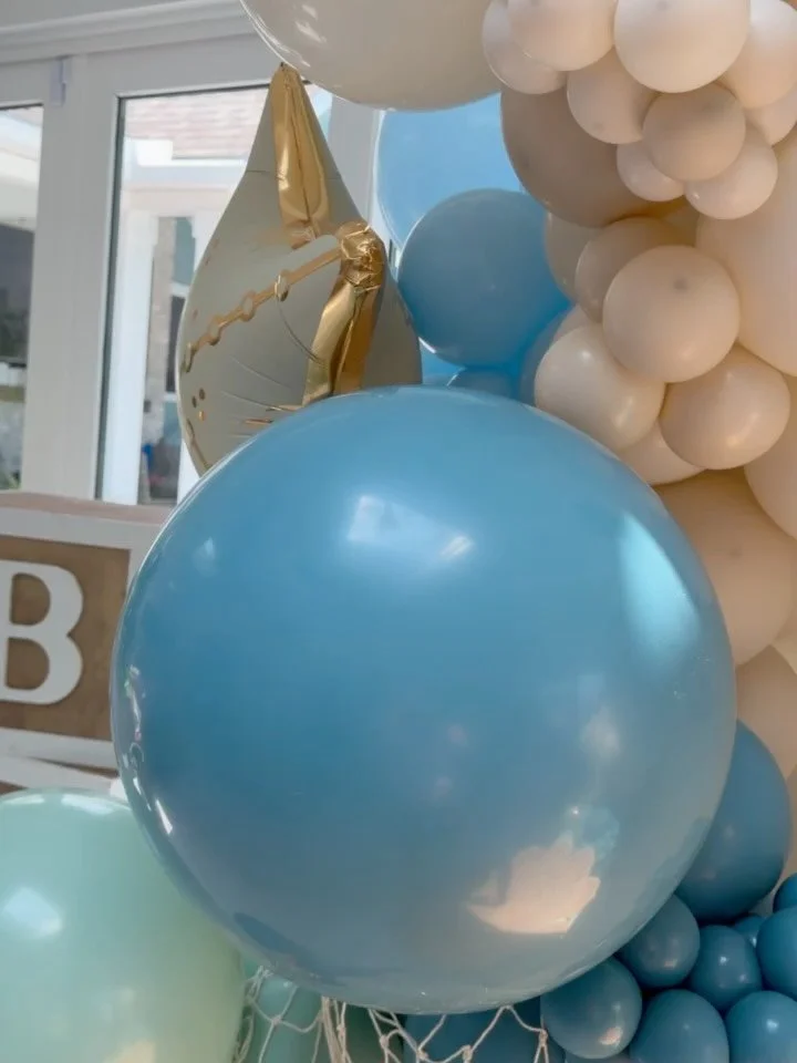 Sea you soon, baby! This coastal baby shower has everything a Charleston mama wants to celebrate her new bundle of joy. We&rsquo;ve got everything you need to make it happen from balloons to backdrop! 🌊🐚#babyshower #beachtheme #balloonarch #backdro