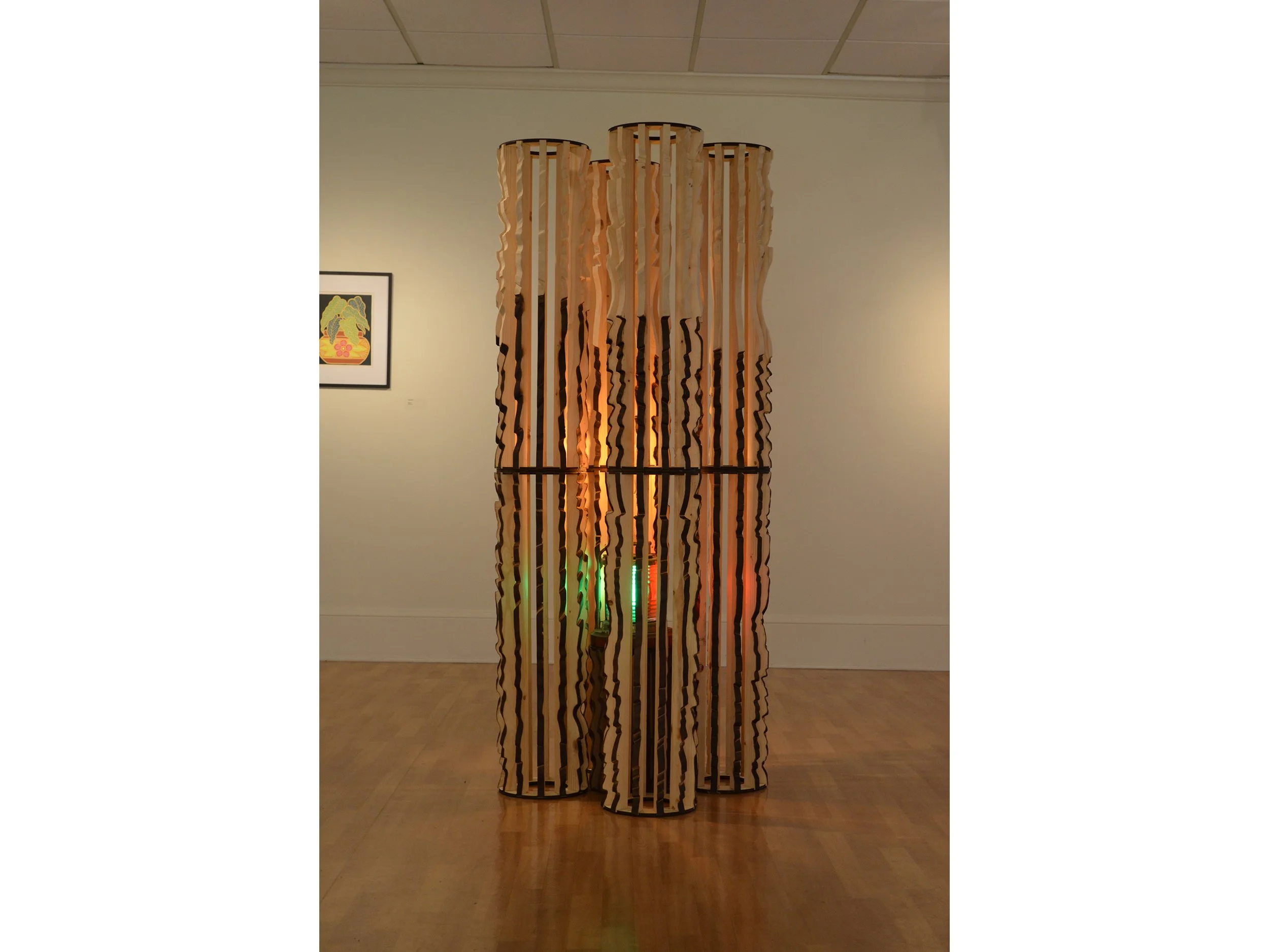 "Beacon" 2025, Carved Pine, Laser Cut Birch, Ship Beacon Light. 