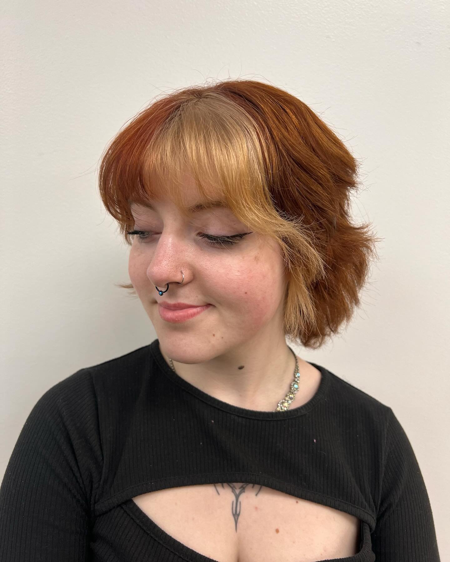 Color correction for my Hanna! @littleflowerbab ❤️ This was a fun challenge and I&rsquo;m happy with how it turned out, she is the CEO of copper!!! 
-
-
-
-
-
-
-
#cosstudent #cosmetology #redken #hairstylist #colorblocking #copper #blondeandcopper #