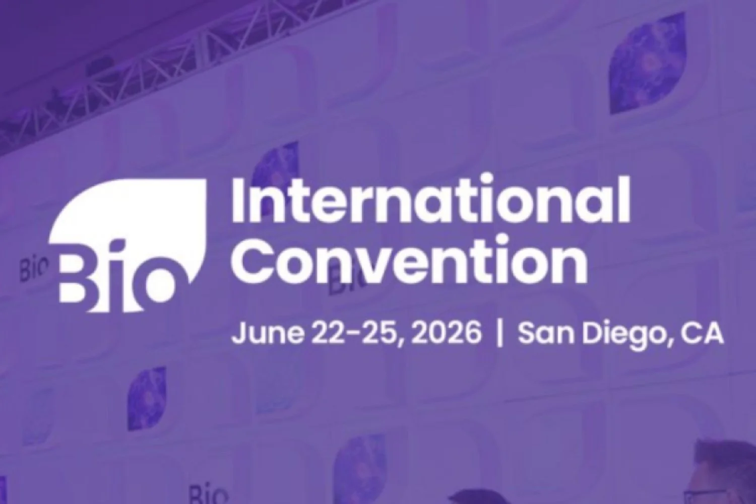 BIO International Convention 2026 banner highlighting the global biotechnology conference in San Diego focused on innovation, partnerships, and life sciences advancement.