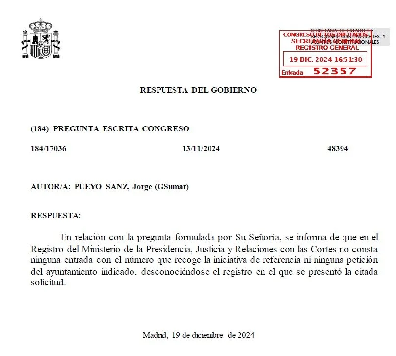 El gobierno de España responde a Alantre que no le consta la iniciativa de Boñar sobre las Juntas Vecinales 