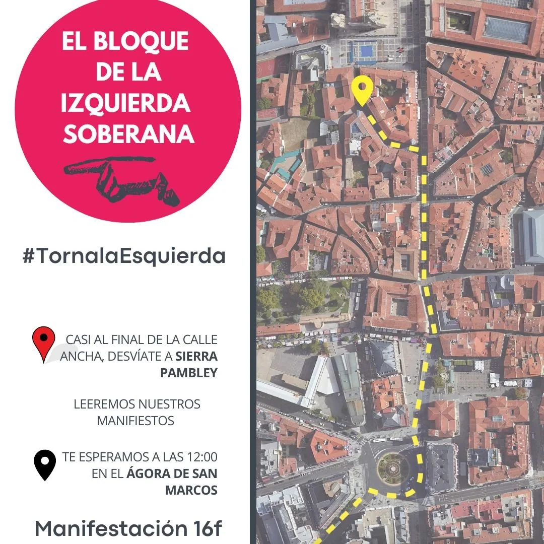 Alantre llama a acudir a la manifestación de este domingo 16 en el bloque de una izquierda soberana bajo el lema "#TornaLaEsquierda"