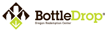 BottleDrop logo with three bottles and a downward arrow, Oregon Redemption Center